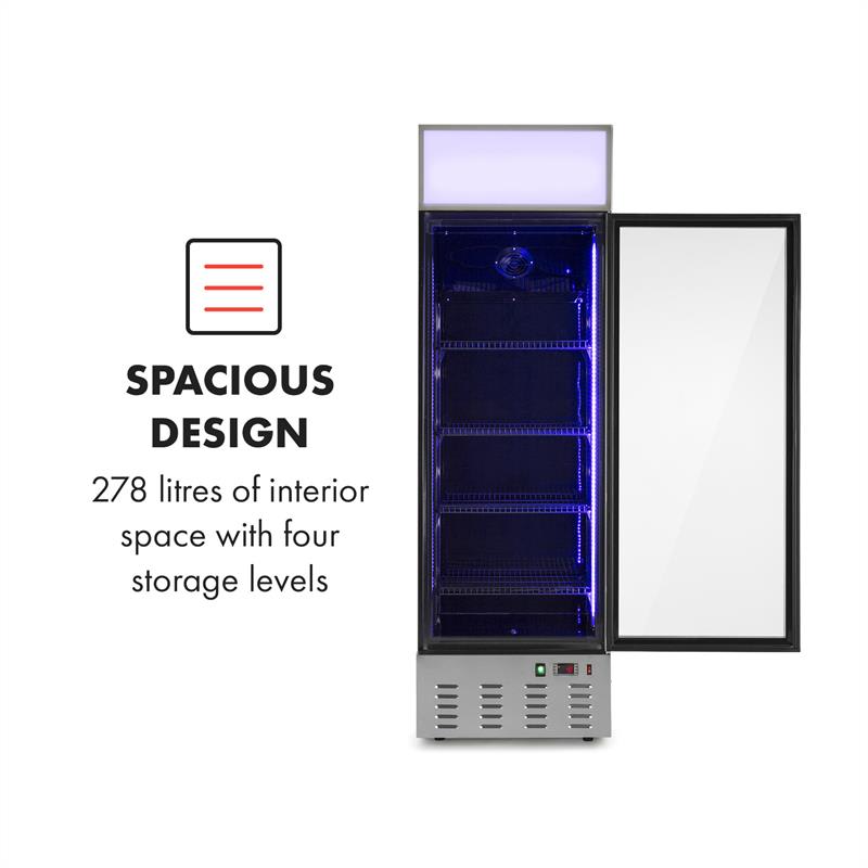 Klarstein Berghain, chladnička na nápoje, 278 l, RGB vnútorné osvetlenie, 210 W, 2 – 8 °C, ušľachtilá oceľ – Obrázok 3