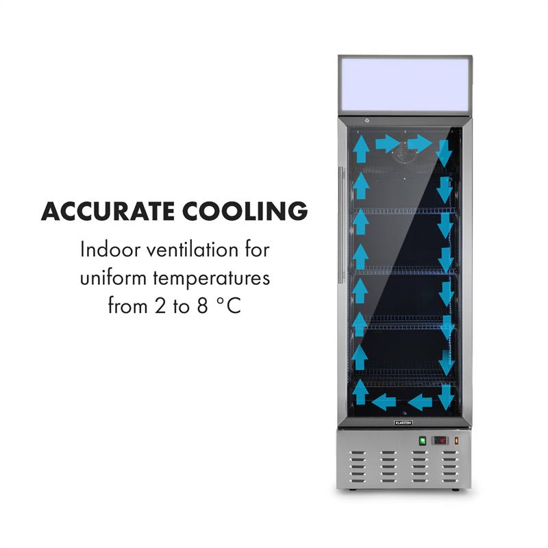 Klarstein Berghain, chladnička na nápoje, 278 l, RGB vnútorné osvetlenie, 210 W, 2 – 8 °C, ušľachtilá oceľ – Obrázok 5