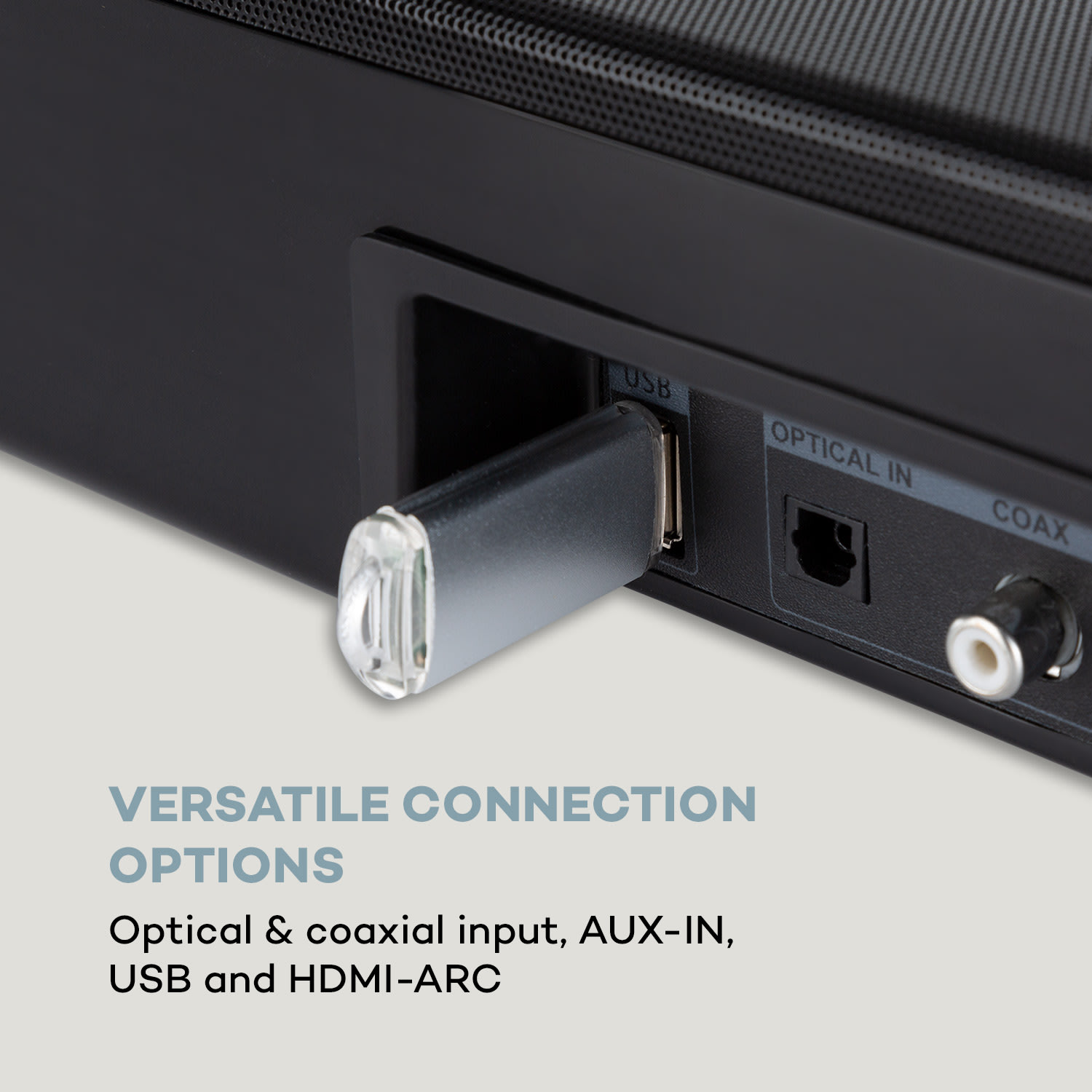 Auna Areal Bar 750 2.1, zvukový systém soundbar, RMS výkon 120 W, BT, USB, čierny – Obrázok 4