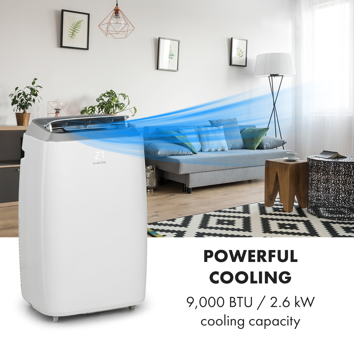 Klarstein Iceblock Prosmart 9, mobilná klimatizácia 3 v 1, 9 000 BTU, ovládanie cez aplikáciu, biela – Obrázok 3