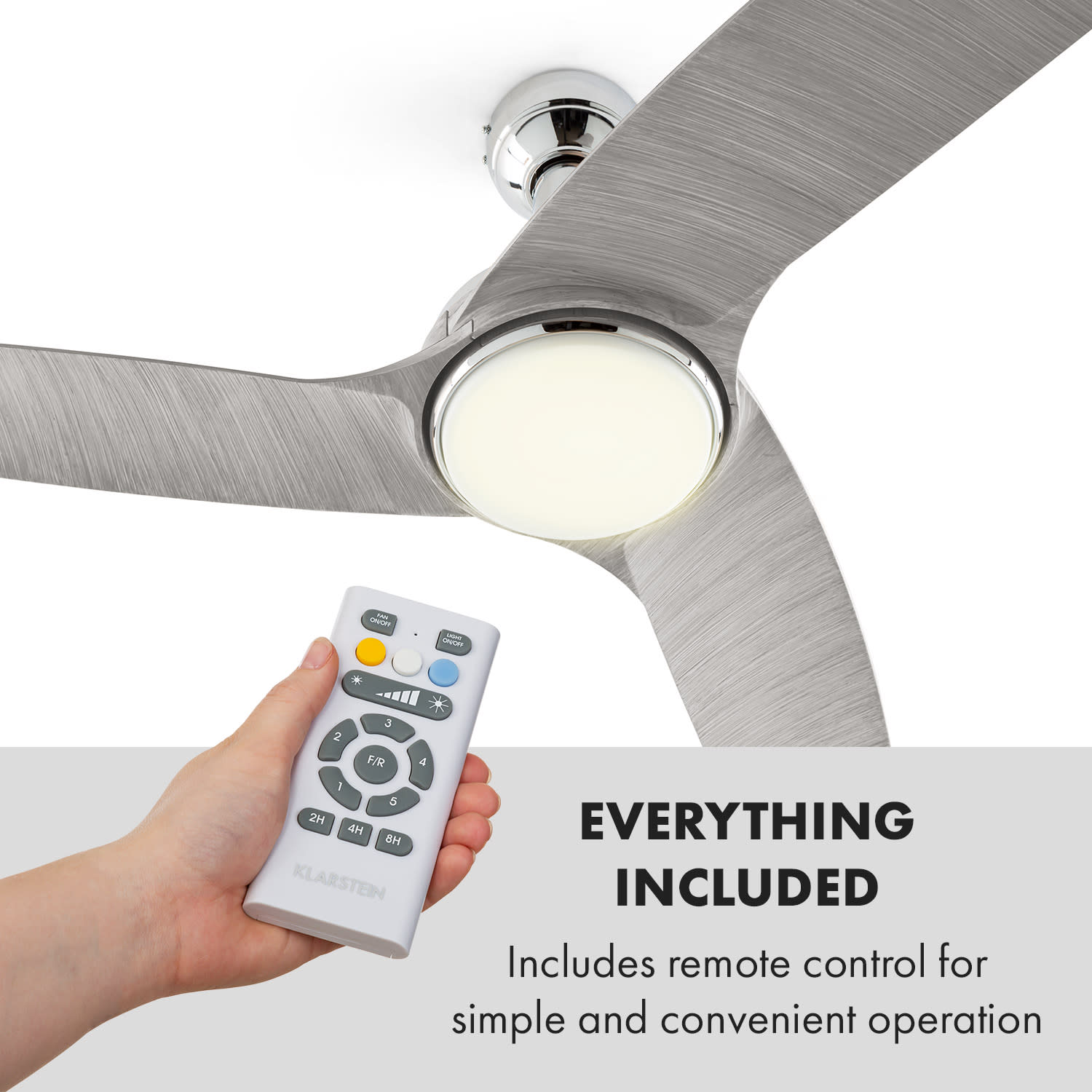 Klarstein Silent Service, stropný ventilátor, Ø: 128 cm, výkon: 25 W, sivý – Obrázok 4