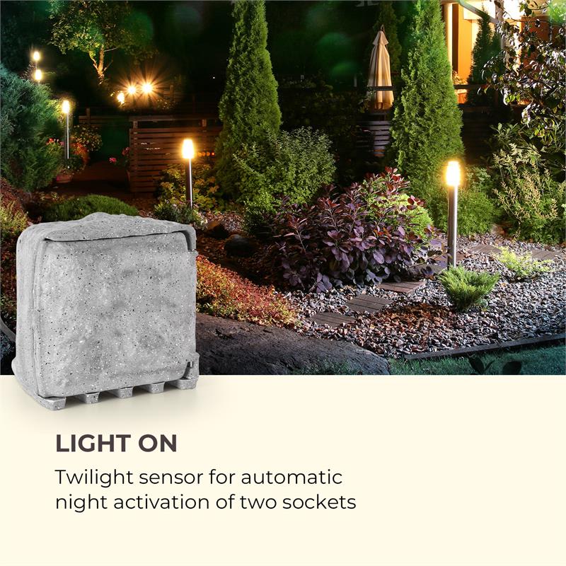 Waldbeck Power Rock Twilight 5, 4 x záhradná zásuvka, IP44, senzor stmievania, 5 m – Obrázok 3