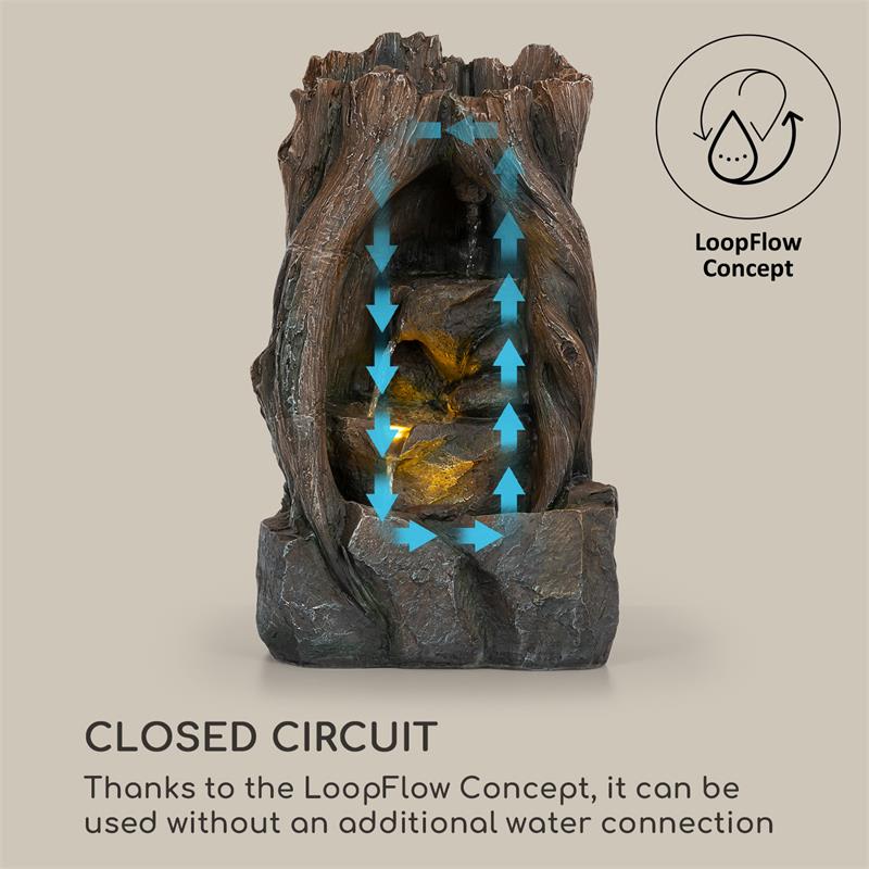 Blumfeldt Magic Tree, solárna fontána, 2,8 W, polyresin, 5 hod., akumulátor, LED osvetlenie, vzhľad dreva – Obrázok 5