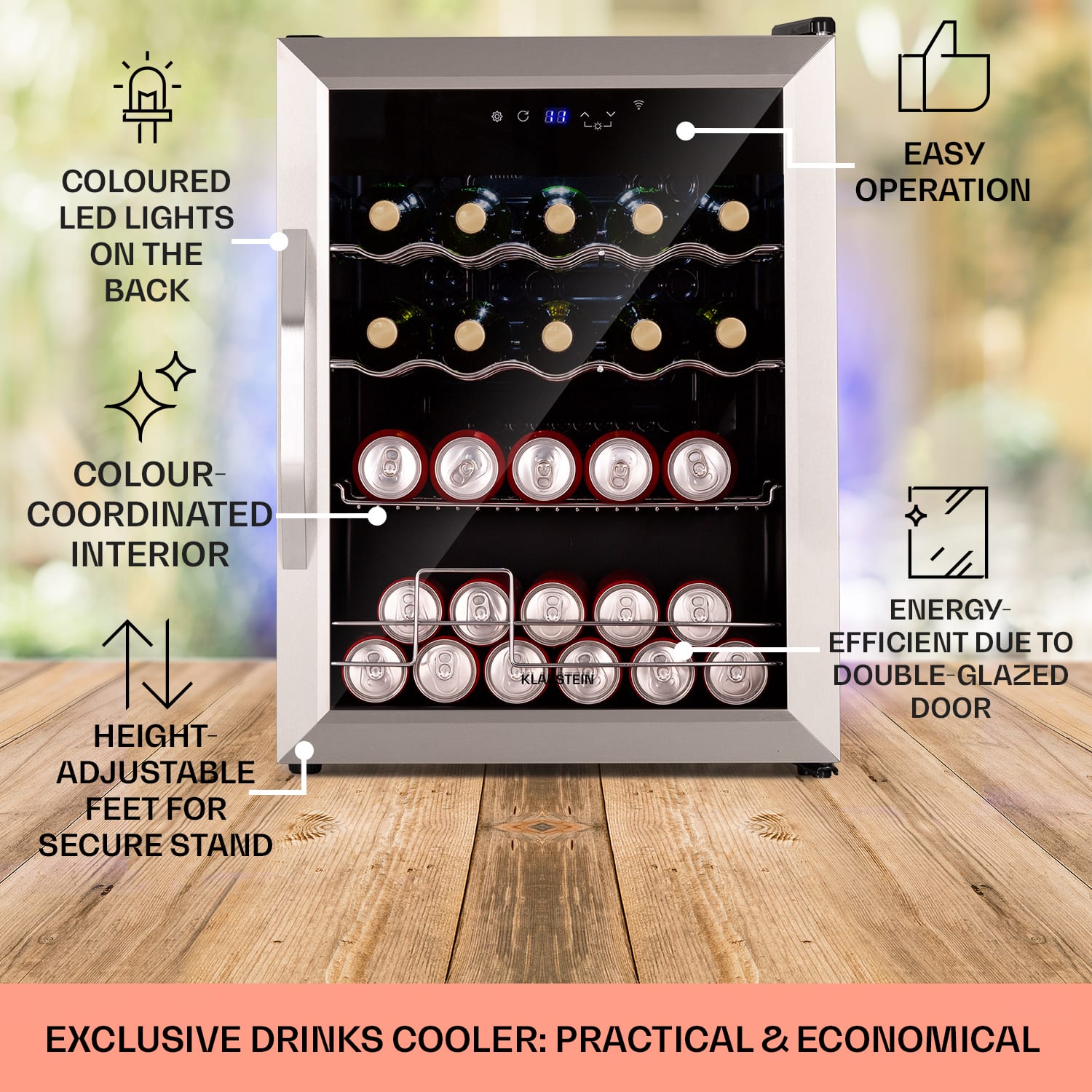 Klarstein Coachella 60, Smart, chladnička, 60 l, funkcia WiFi, podsvietenie. – Obrázok 5