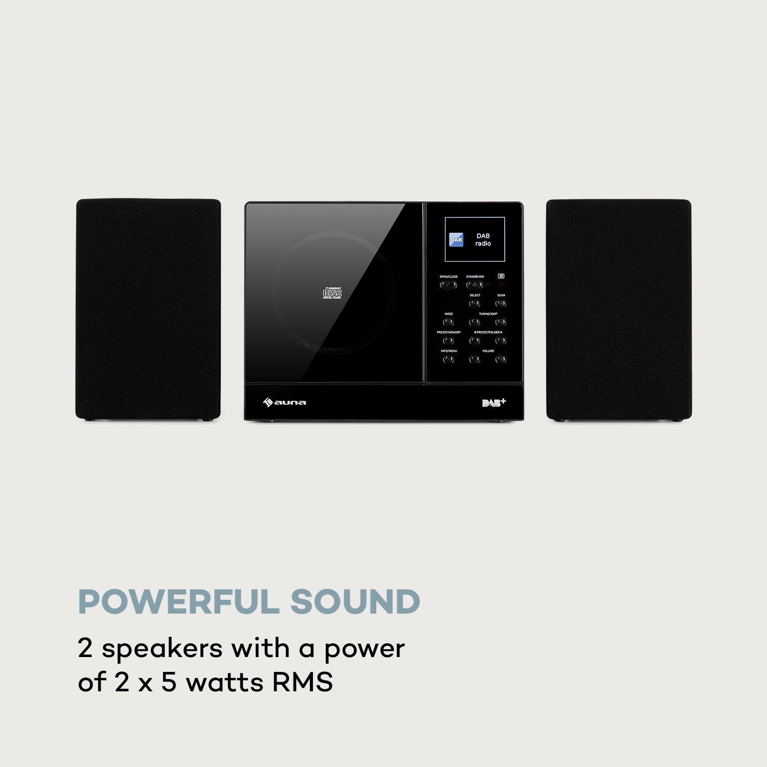 Auna Connect Vertical, internetové rádio, 2 x 5 W RMS, CD, IR/FM/DAB+, Spotify, BT, čierne – Obrázok 3
