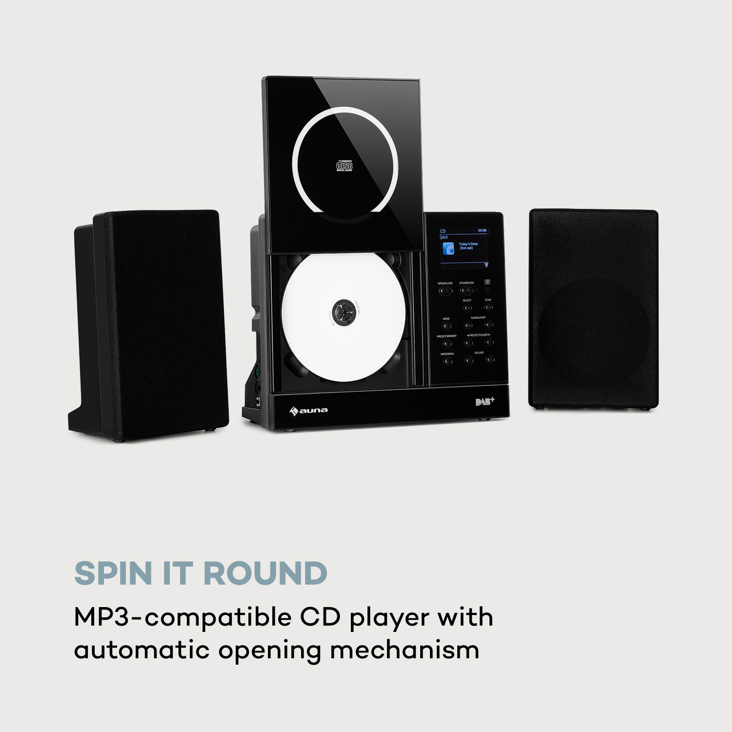 Auna Connect Vertical, internetové rádio, 2 x 5 W RMS, CD, IR/FM/DAB+, Spotify, BT, čierne – Obrázok 4