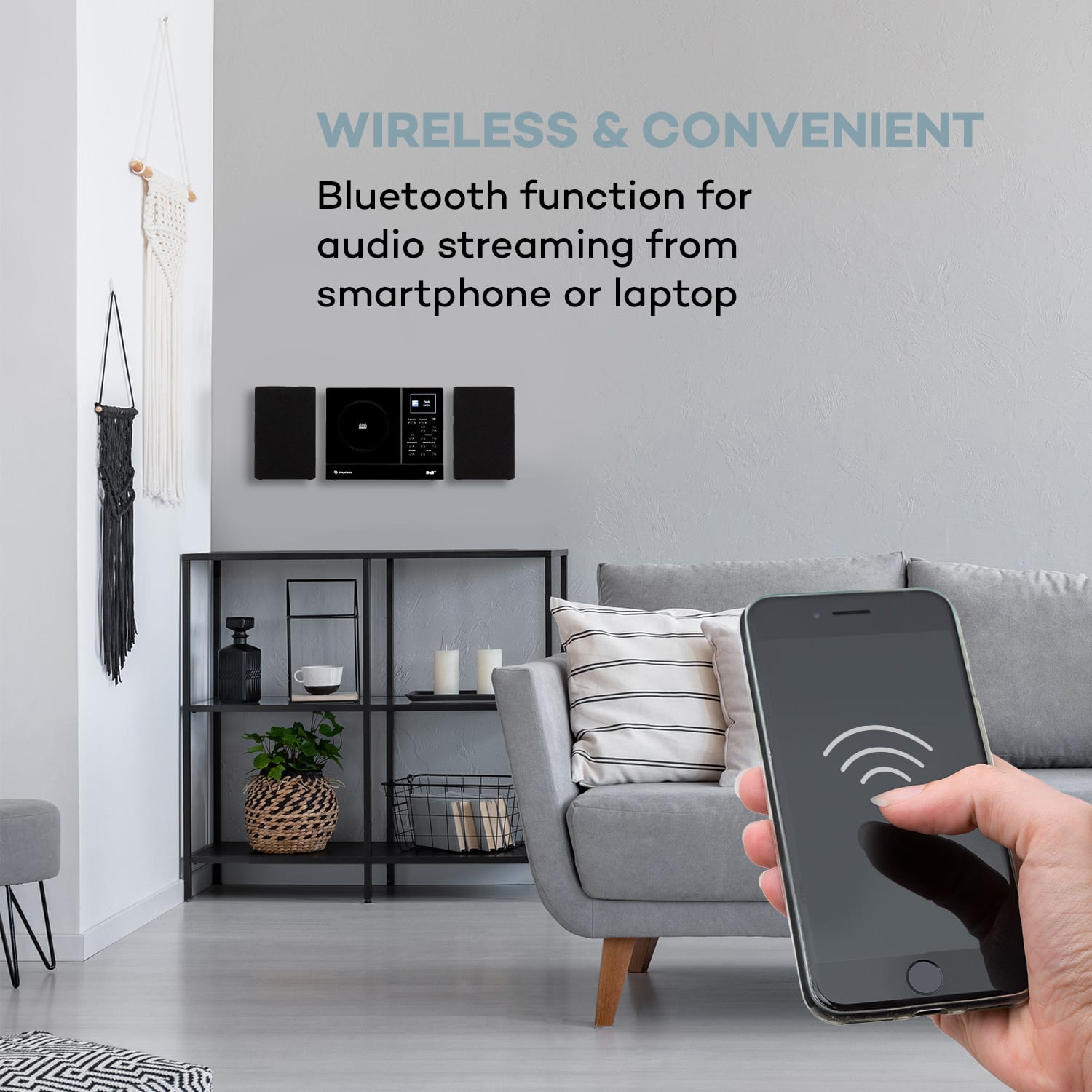 Auna Connect Vertical, internetové rádio, 2 x 5 W RMS, CD, IR/FM/DAB+, Spotify, BT, čierne – Obrázok 5