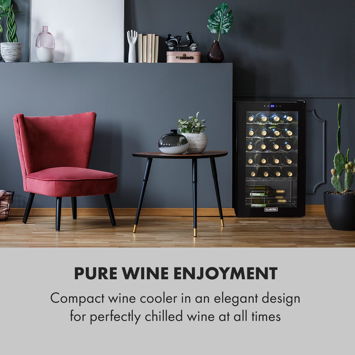 Klarstein Shiraz 24 Uno, vinotéka, 63 l, 24 fliaš, 5-18°C, dotykový ovládací panel – Obrázok 2