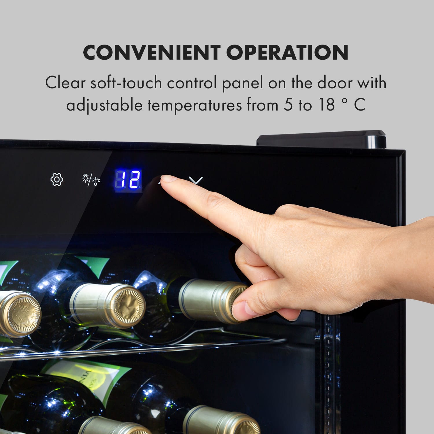 Klarstein Shiraz 24 Uno, vinotéka, 63 l, 24 fliaš, 5-18°C, dotykový ovládací panel – Obrázok 4