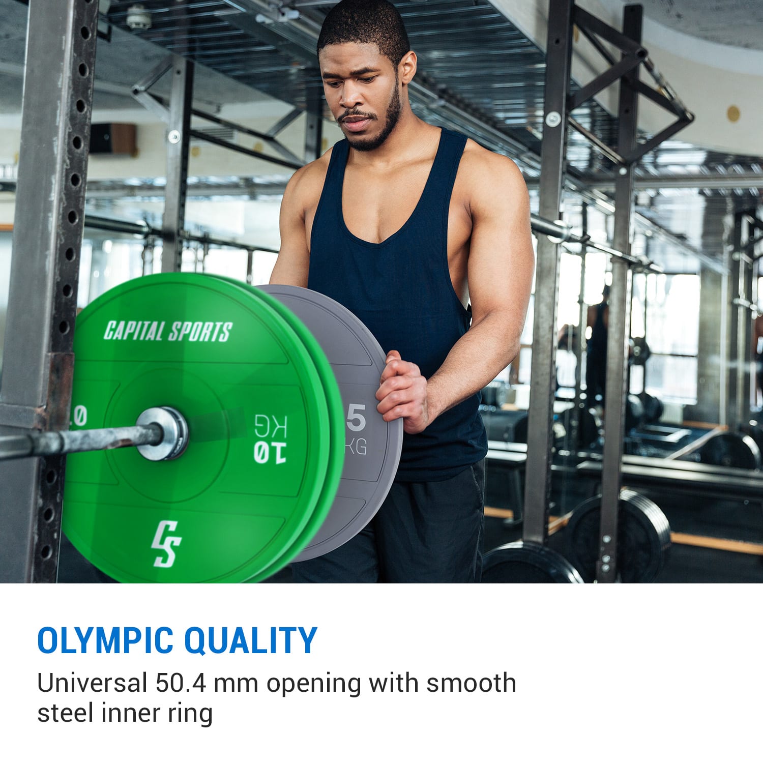 Capital Sports Nipton 2021, kotúč na činku, bumper kotúč, 2 × 10 kg, Ø 50,4 mm, tvrdá guma – Obrázok 3