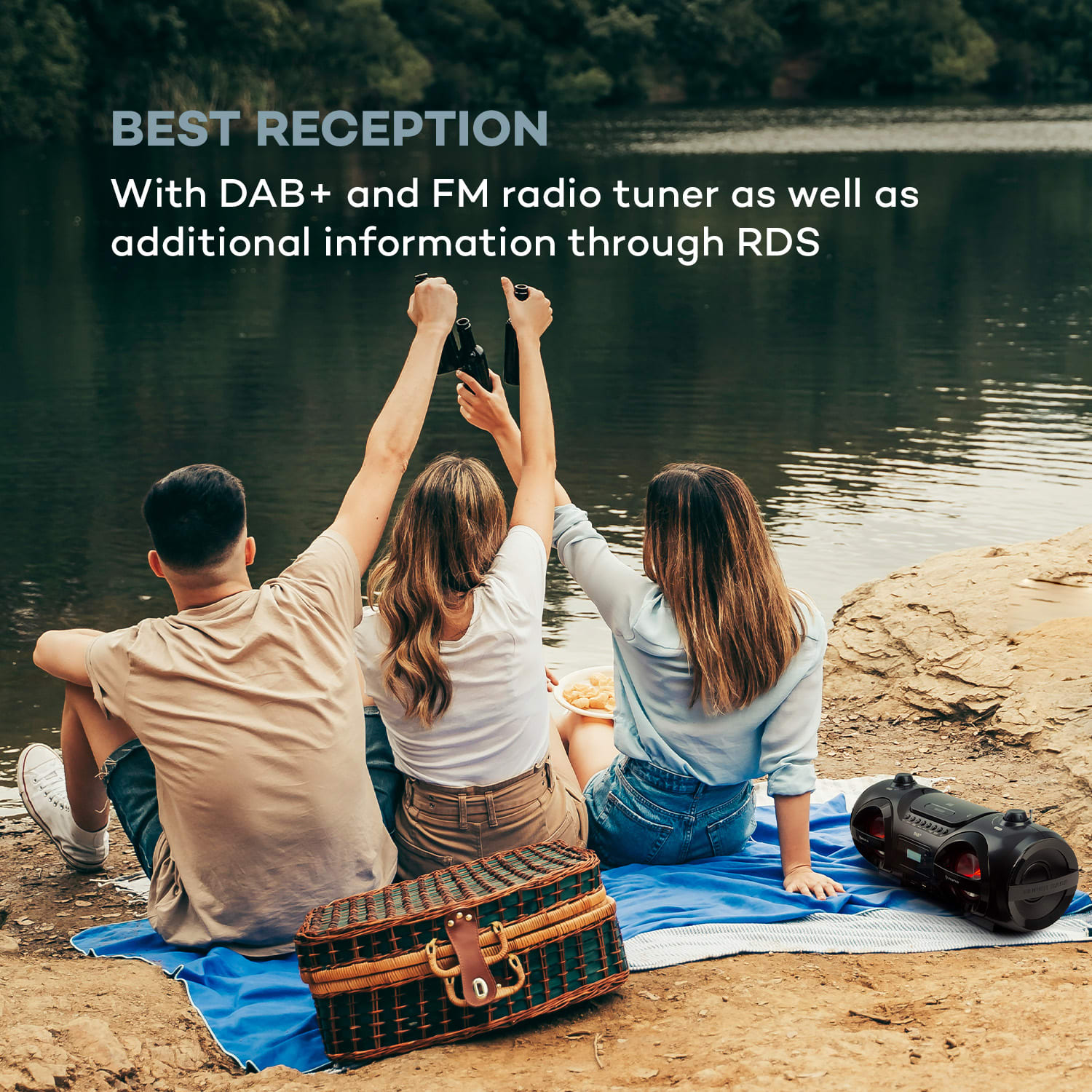 Auna Soundblaster, DAB, Boombox, Bluetooth, CD/MP3/USB/AUX, DAB+/UKW, LED, 50Wmax. – Obrázok 2