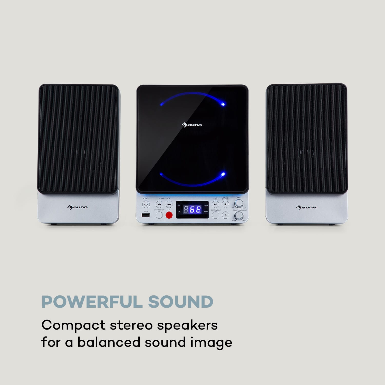Auna Microstar Sing, mikro - karaoke systém, CD-prehrávač, Bluetooth, USB-port, diaľkový ovládač – Obrázok 3