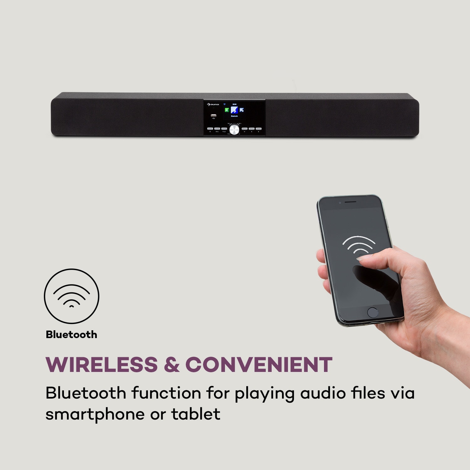 Auna Areal Bar Connect, soundbar, bluetooth, internet/DAB+/FM, USB, AUX – Obrázok 4