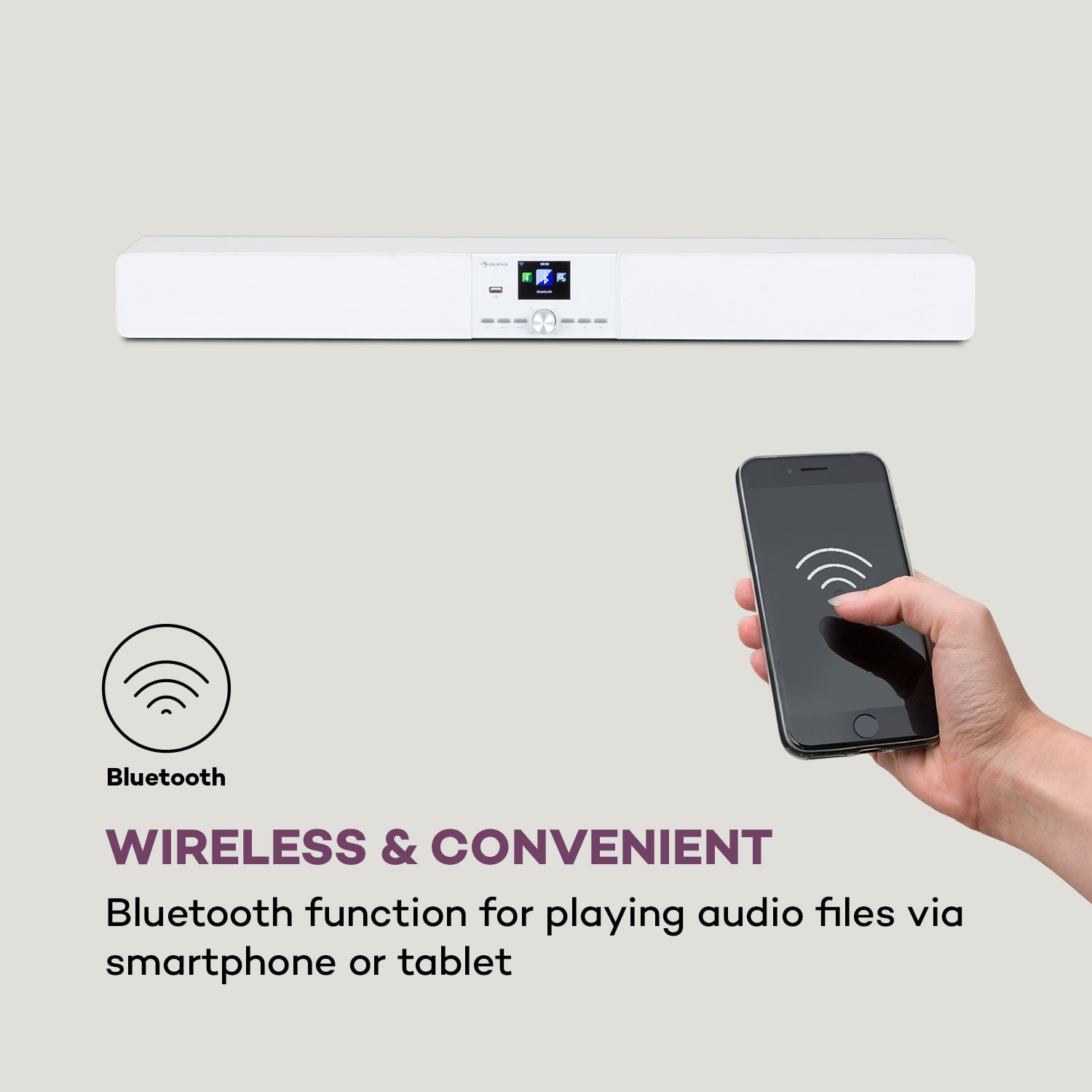 Auna Areal Bar Connect, soundbar, bluetooth, internet/DAB+/FM, USB, AUX – Obrázok 4