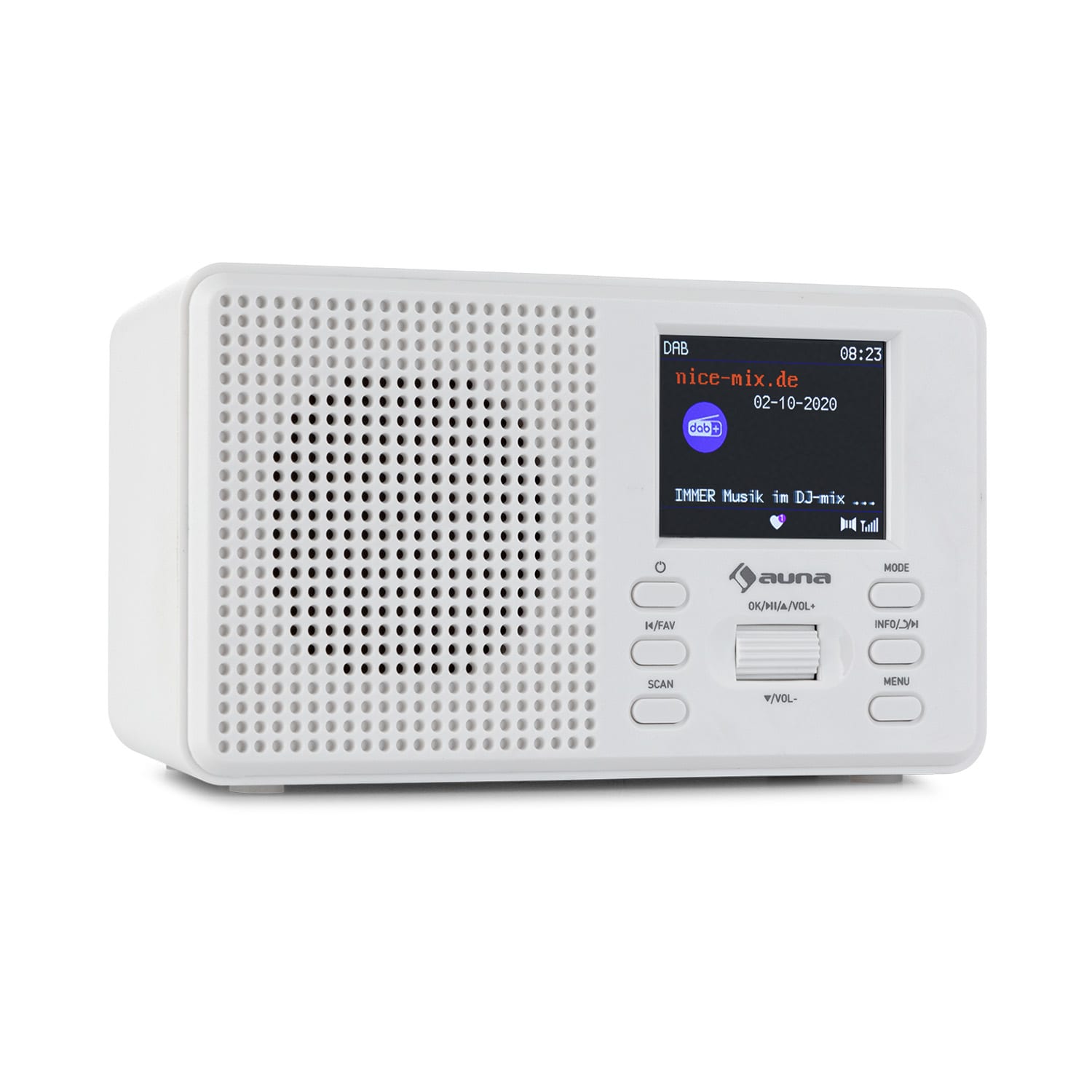 Auna Commuter, DAB+/FM rádio, AUX, 2.4" TFT displej, biele