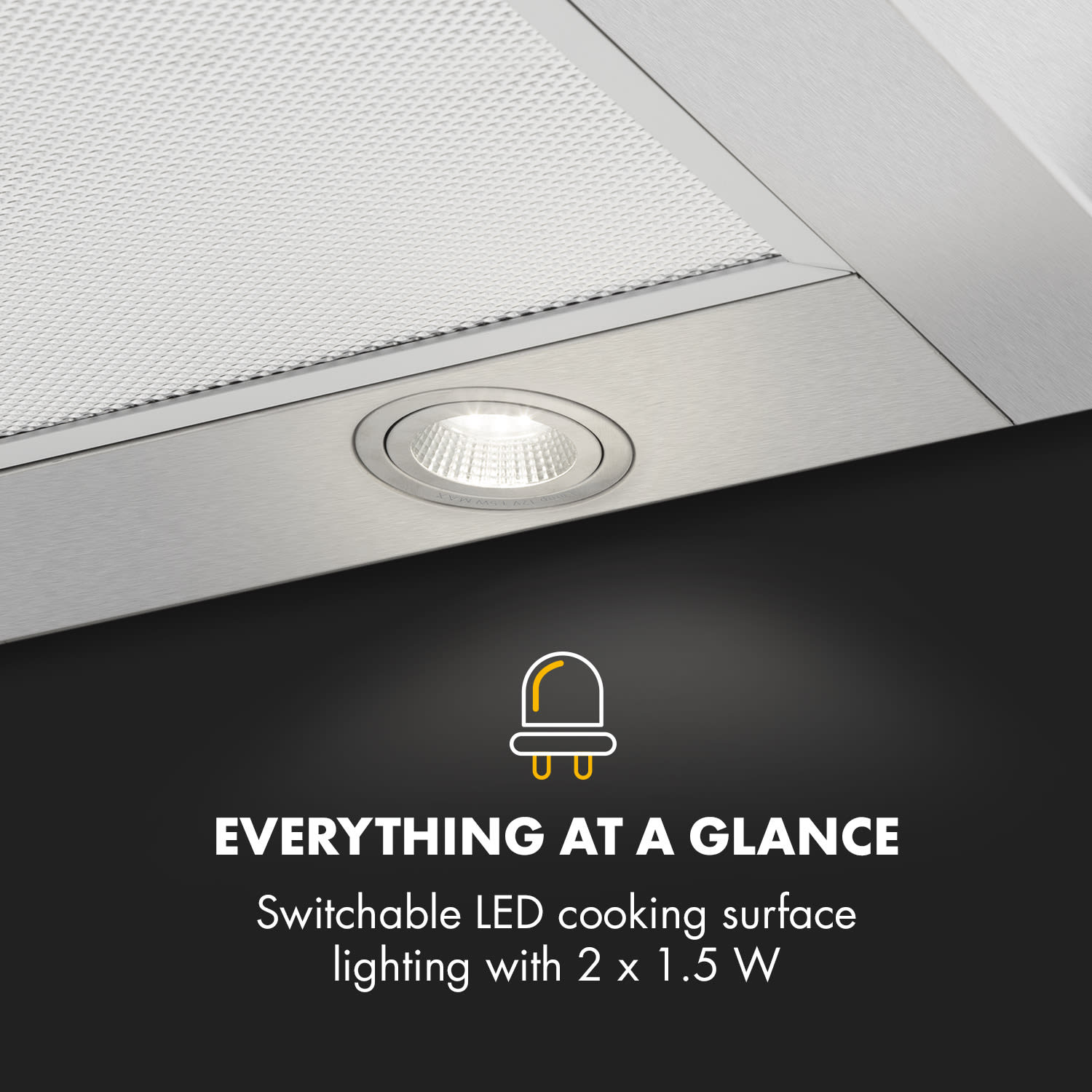 Klarstein Zelda Eco 90, odstraňovač pár, 240W, 3 stpňe, 410m³/h, LED, EEK: A+ – Obrázok 5
