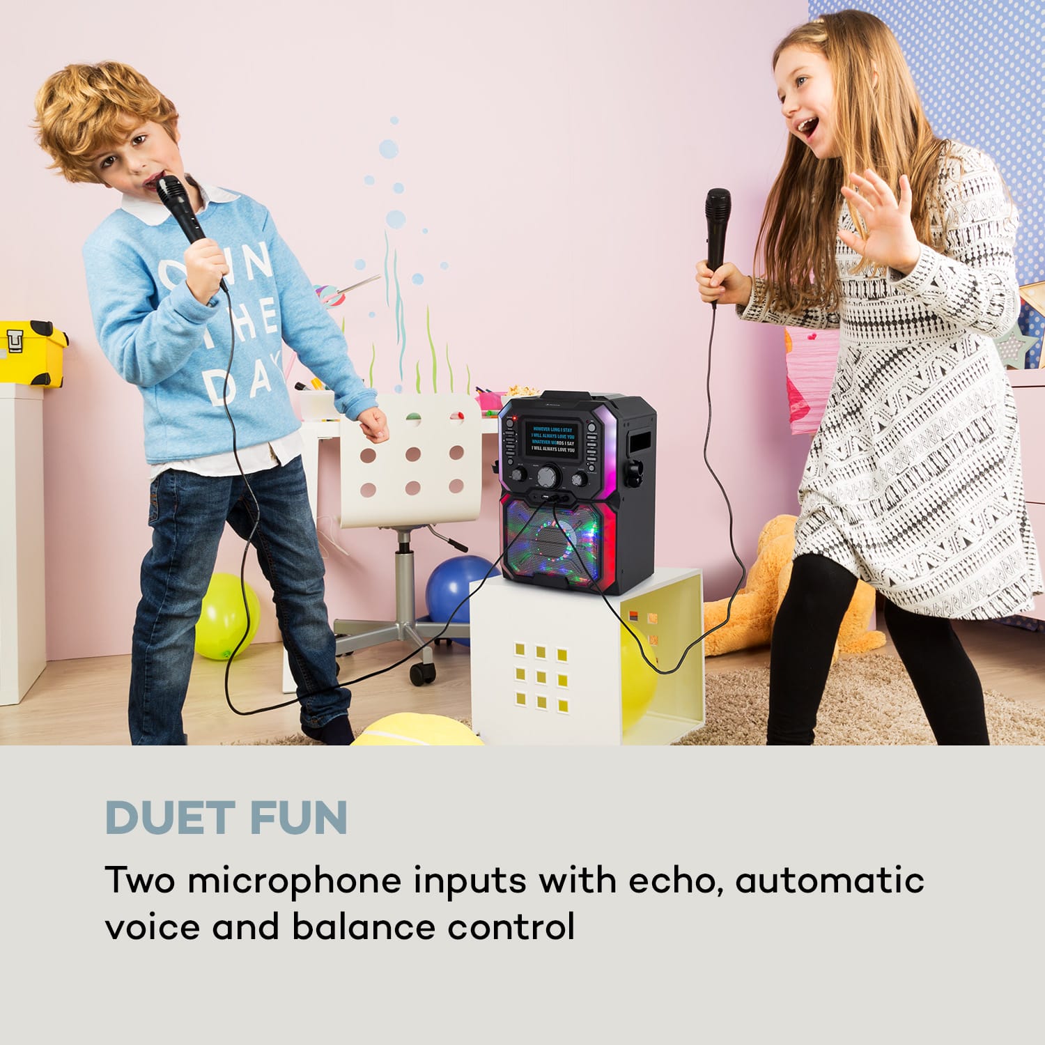 Auna Rockstar Plus, karaoke systém, karaoke zariadenie, bluetooth, USB, CD, LED šou, cinch – Obrázok 2