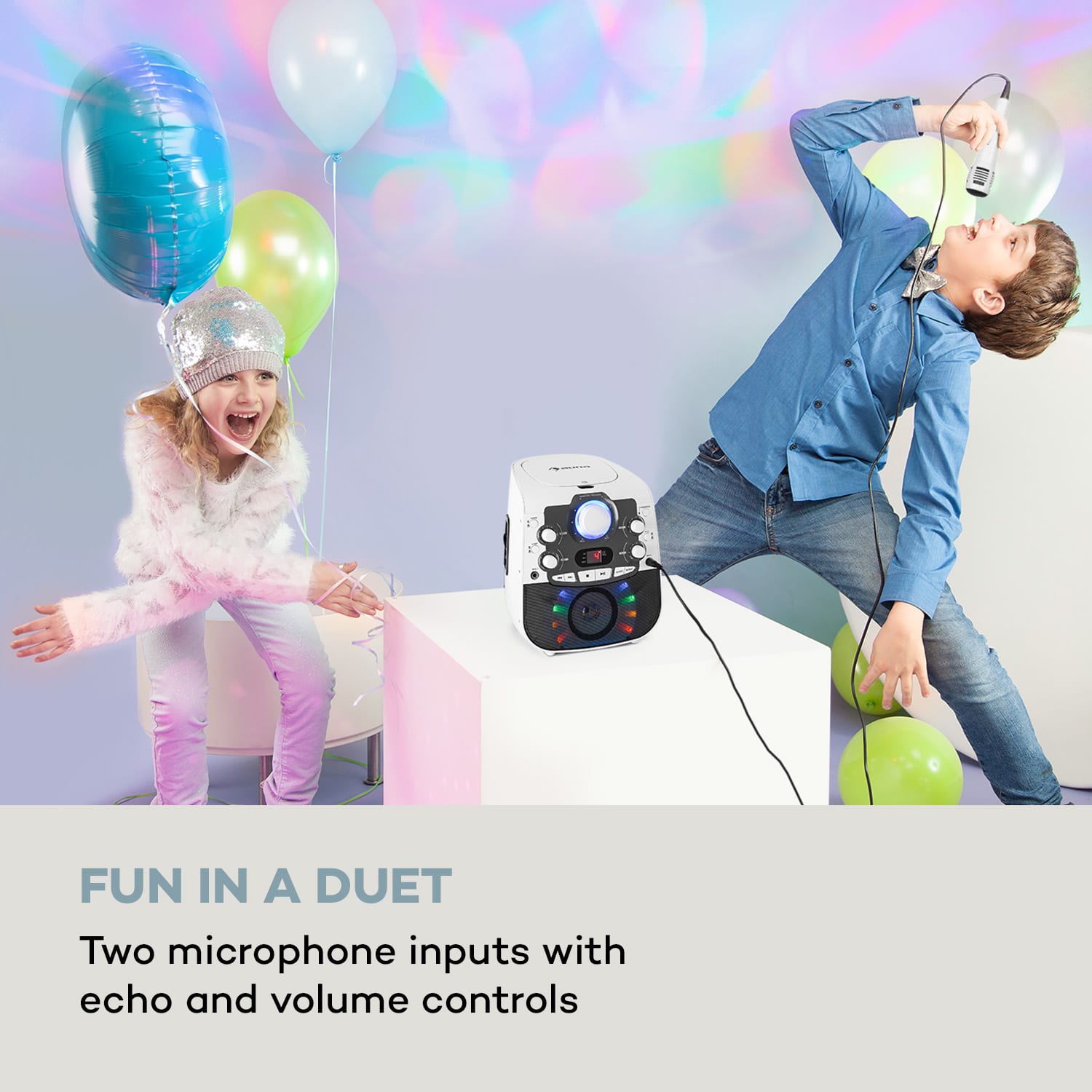 Auna StarMaker 2.0, karaoke systém, bluetooth funkcia, CD prehrávač, vrátane mikrofónu – Obrázok 2