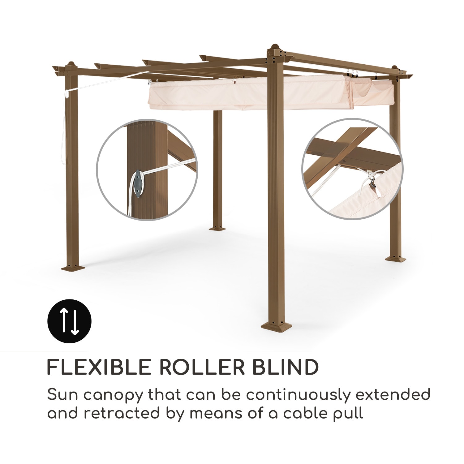 Blumfeldt Pantheon Rust, pergola, hliníkové hranaté rúrky, 3x3 m, 4 rohové stĺpy, vodeodolná – Obrázok 4