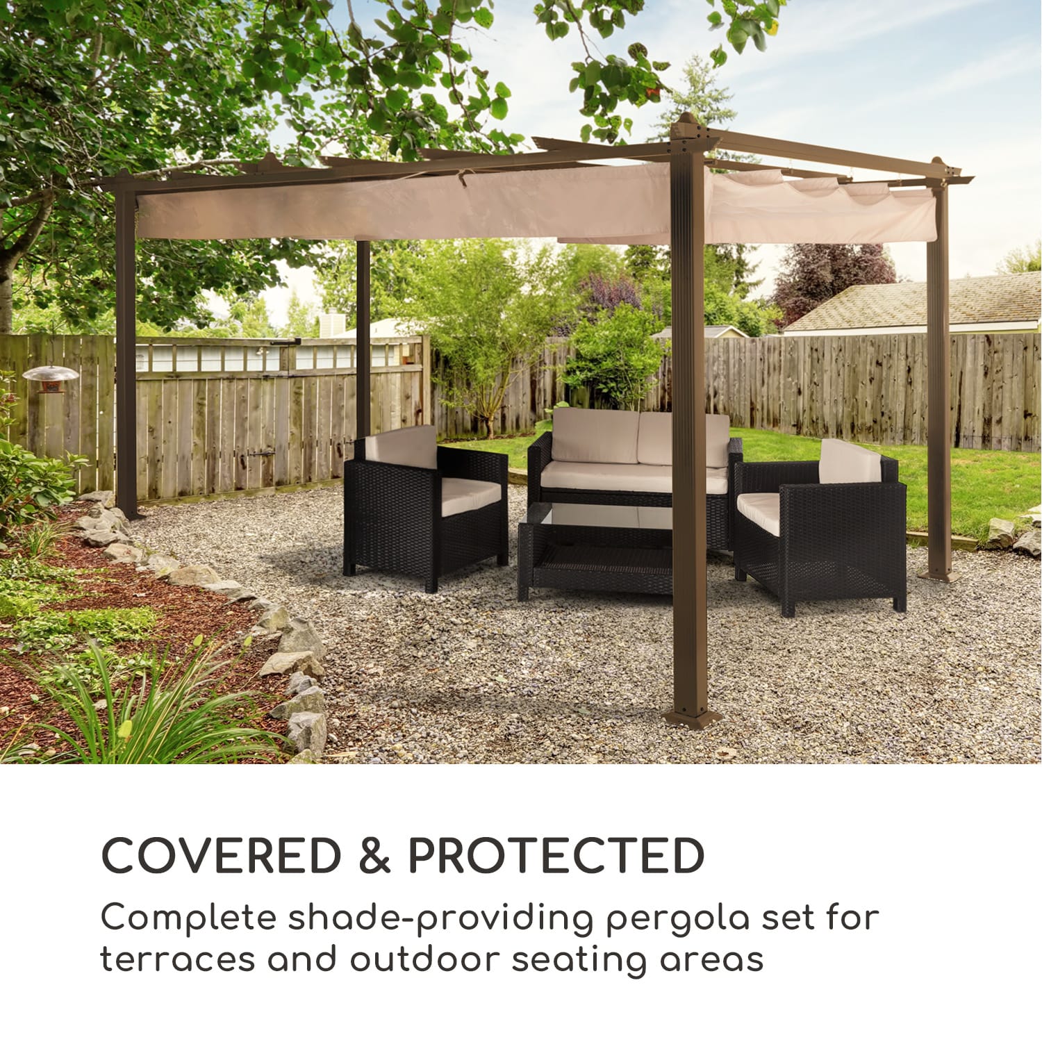 Blumfeldt Pantheon Rust, pergola, hliníkové hranaté rúrky, 3x4 m, 4 rohové stĺpy, vodeodolná – Obrázok 2