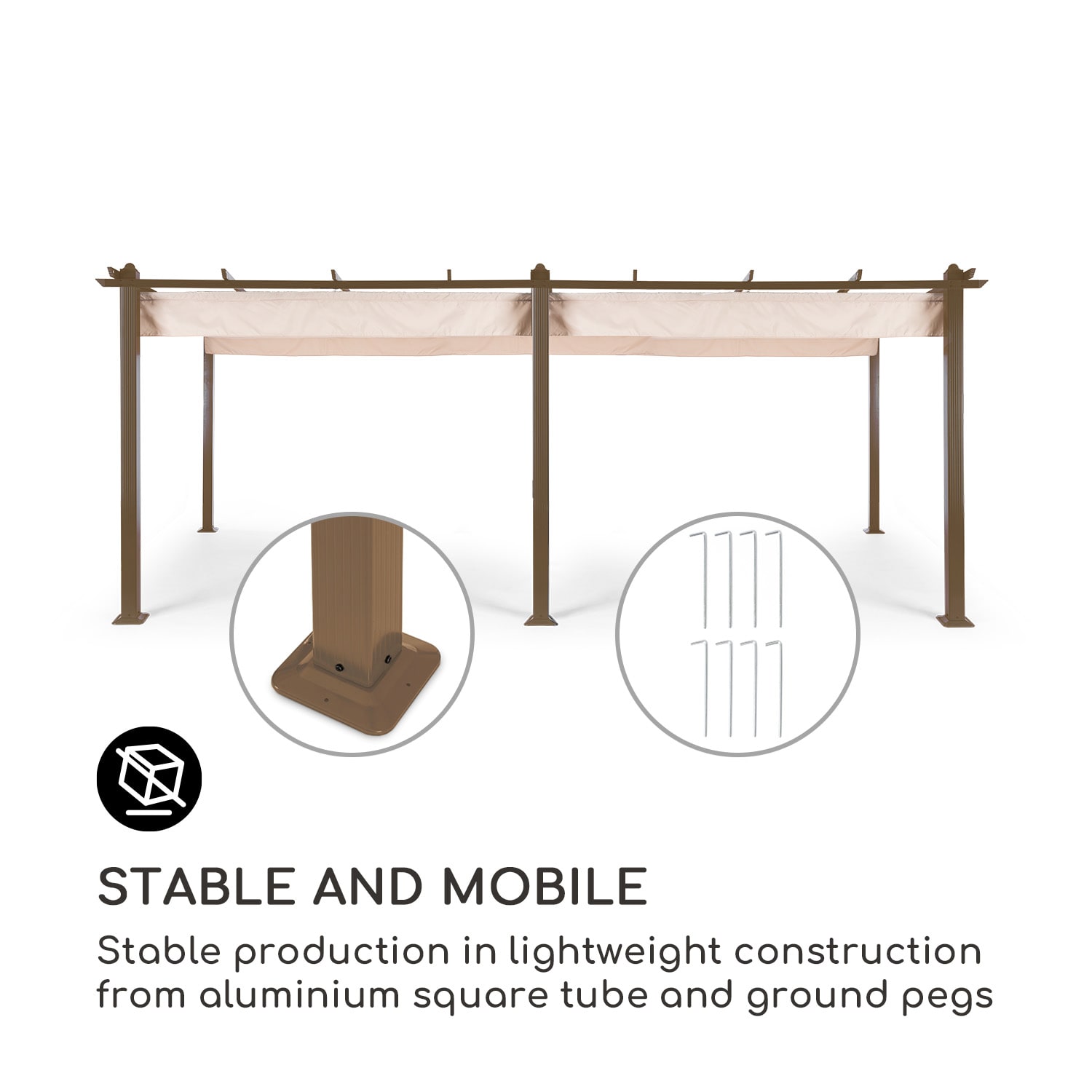 Blumfeldt Pantheon Rust, pergola, hliníková štvorhranná rúrka, 3 × 6 m, 4 rohové stĺpiky, nepremokavá – Obrázok 3