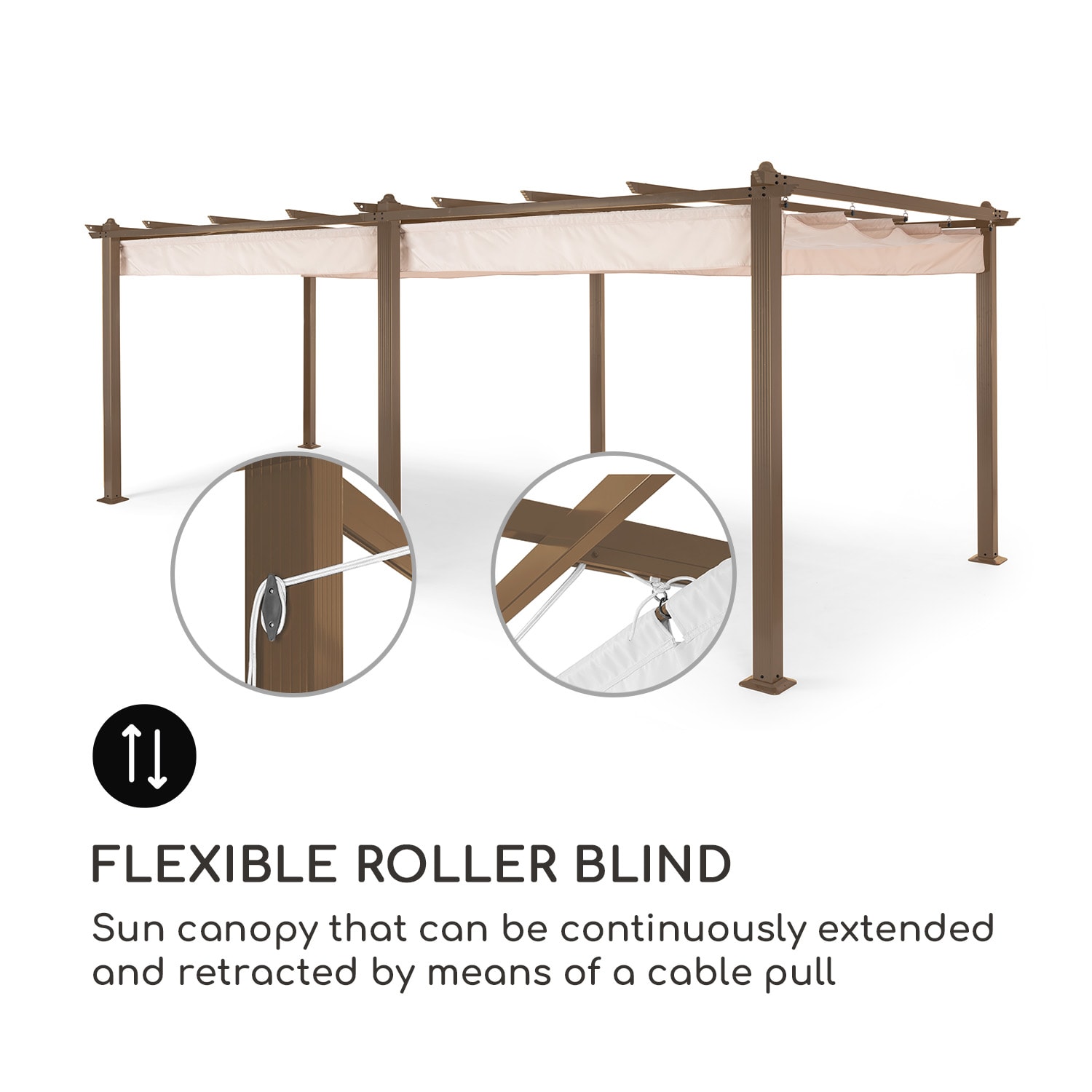 Blumfeldt Pantheon Rust, pergola, hliníková štvorhranná rúrka, 3 × 6 m, 4 rohové stĺpiky, nepremokavá – Obrázok 4