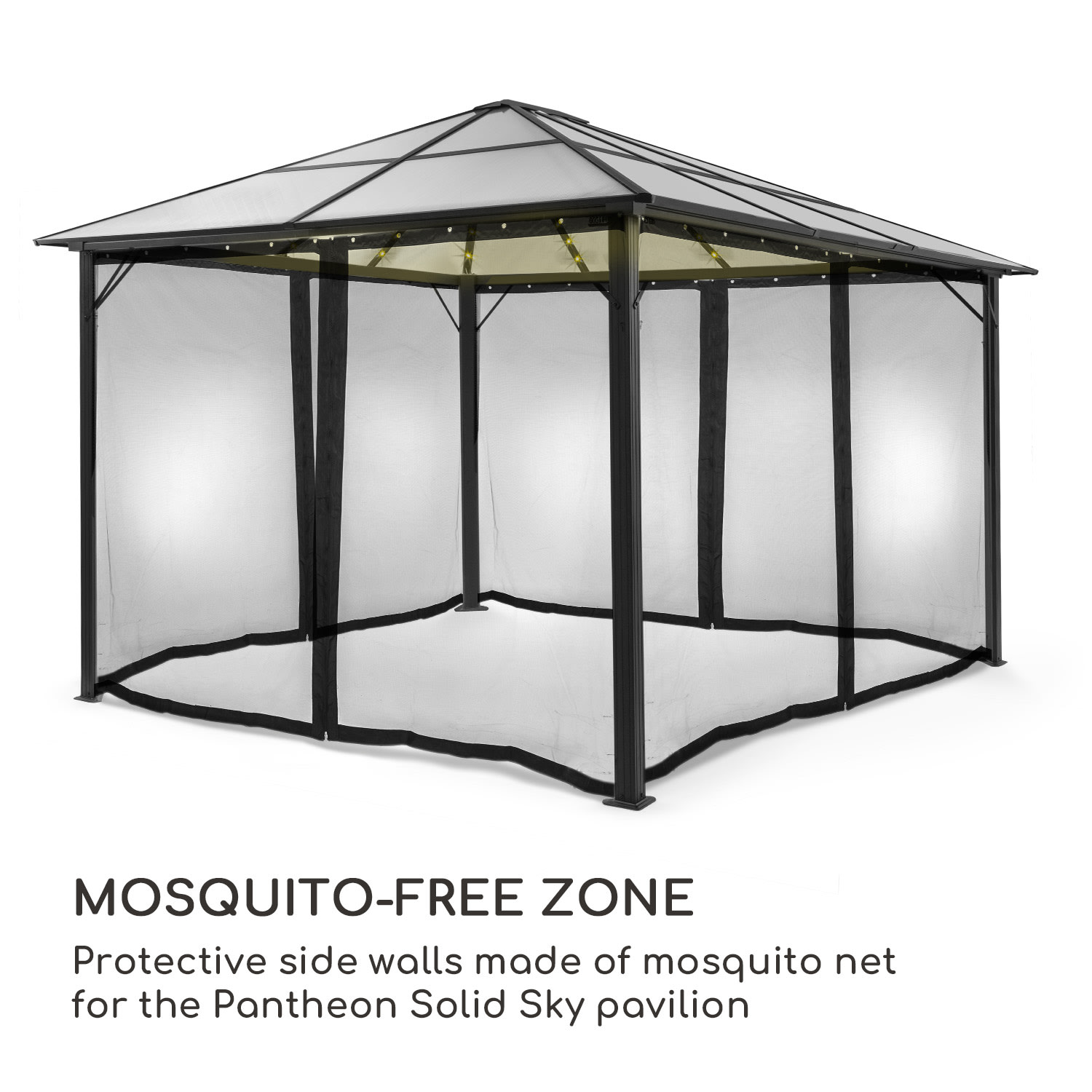 Blumfeldt Pantheon Solid Sky Ambient Solar, bočné steny, 3 x 4 m, sieťka na komáre – Obrázok 3