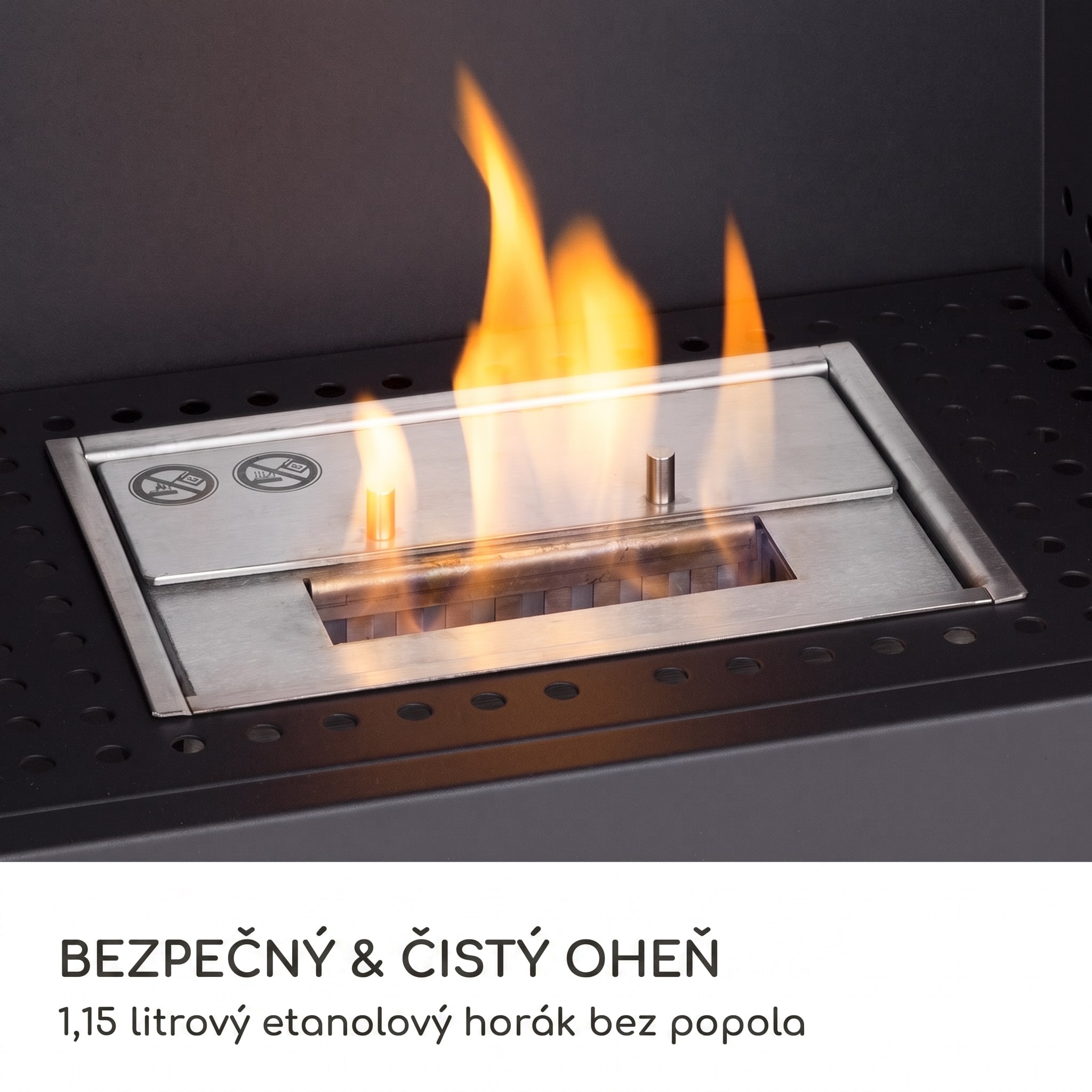 Blumfeldt Fiamme Camino, etanolový krb, horák z nehrdzavejúcej ocele, 1,15 l, doba horenia 4 h – Obrázok 3