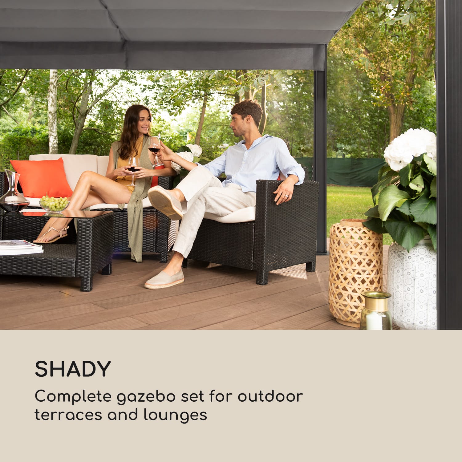 Blumfeldt Pantheon Cortina Pergola, náhradná strecha 200 g/m², polyesterová tkanina, 3 x 4 m, vrátane lankového tiahla – Obrázok 2