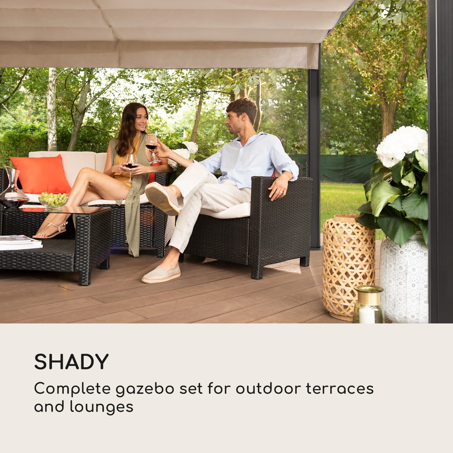 Blumfeldt Pantheon Cortina Pergola, náhradná strecha 200 g/m², polyesterová tkanina, 3 x 4 m, vrátane lankového tiahla – Obrázok 2