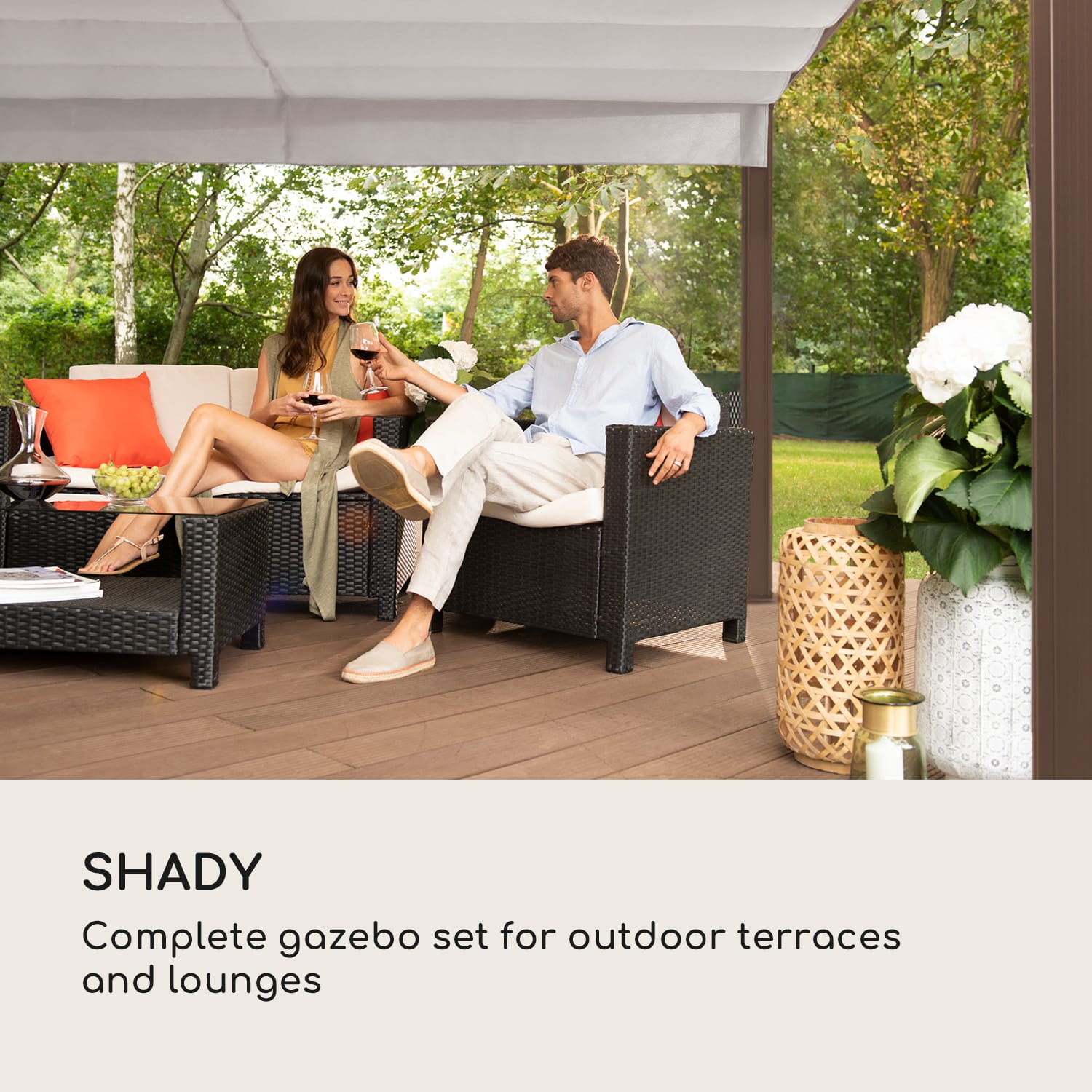 Blumfeldt Pantheon Cortina Pergola, náhradná strecha 200 g/m², polyesterová tkanina, 3 x 4 m, vrátane lankového tiahla – Obrázok 2