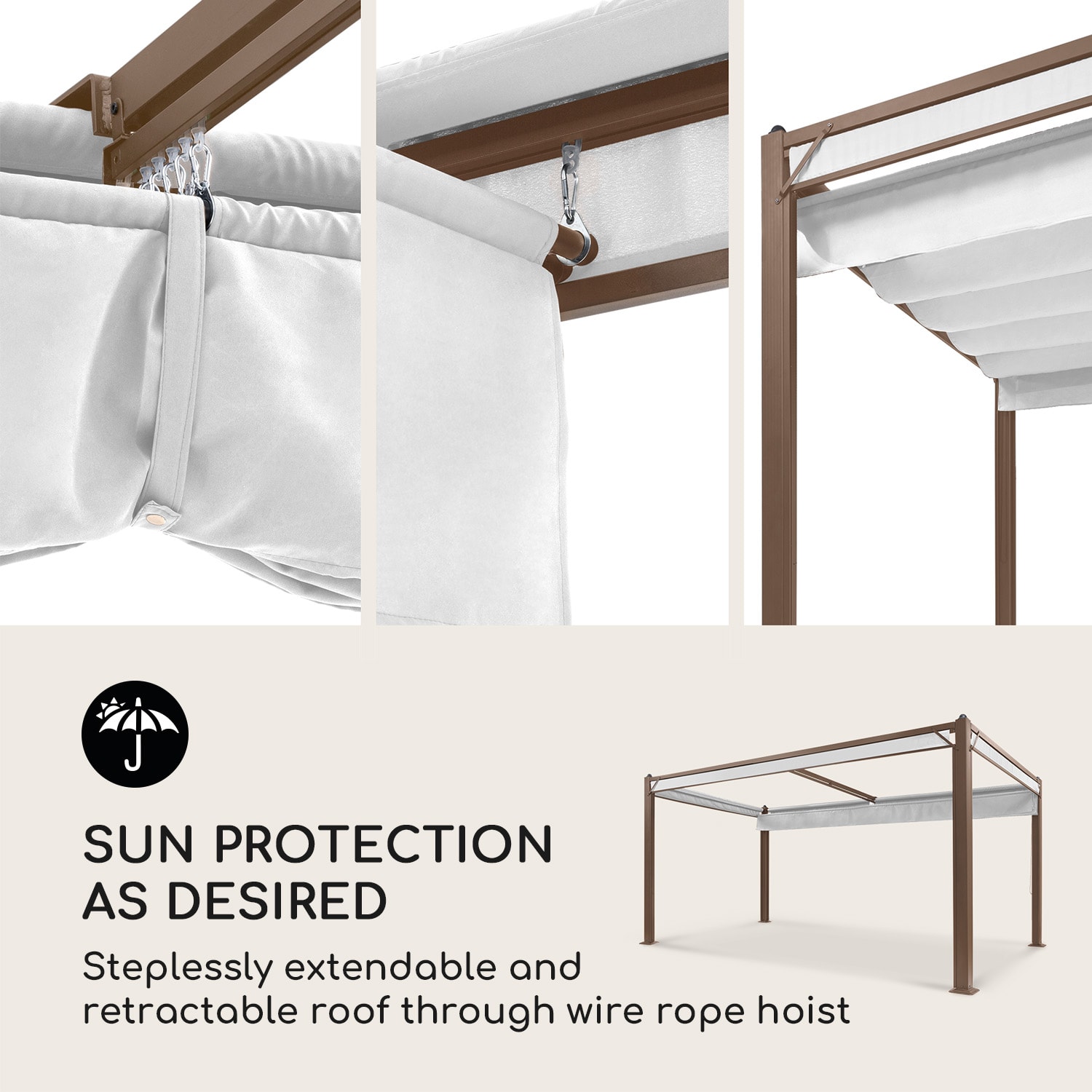 Blumfeldt Pantheon Cortina Pergola, súprava náhradných bočných stien: 4 steny, 200 g/m², polyesterová tkanina, 3 x 4 m – Obrázok 3