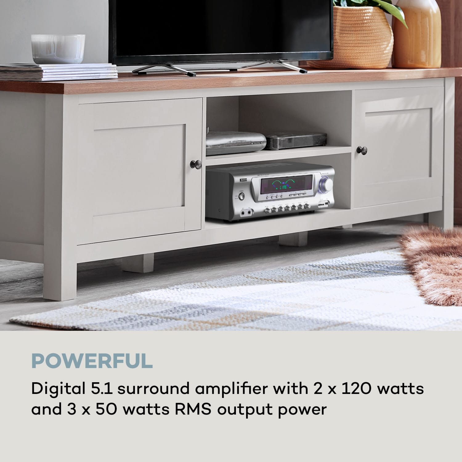 Auna AMP 3800 BT, 5.0 HiFi-zosilňovač, 2 x 120W + 3 x 50W, RMS, BT – Obrázok 2