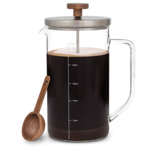 Klarstein Glaswerk Ristretto French Press 1 liter borosilikátové sklo nerezová oceľ orechové drevo