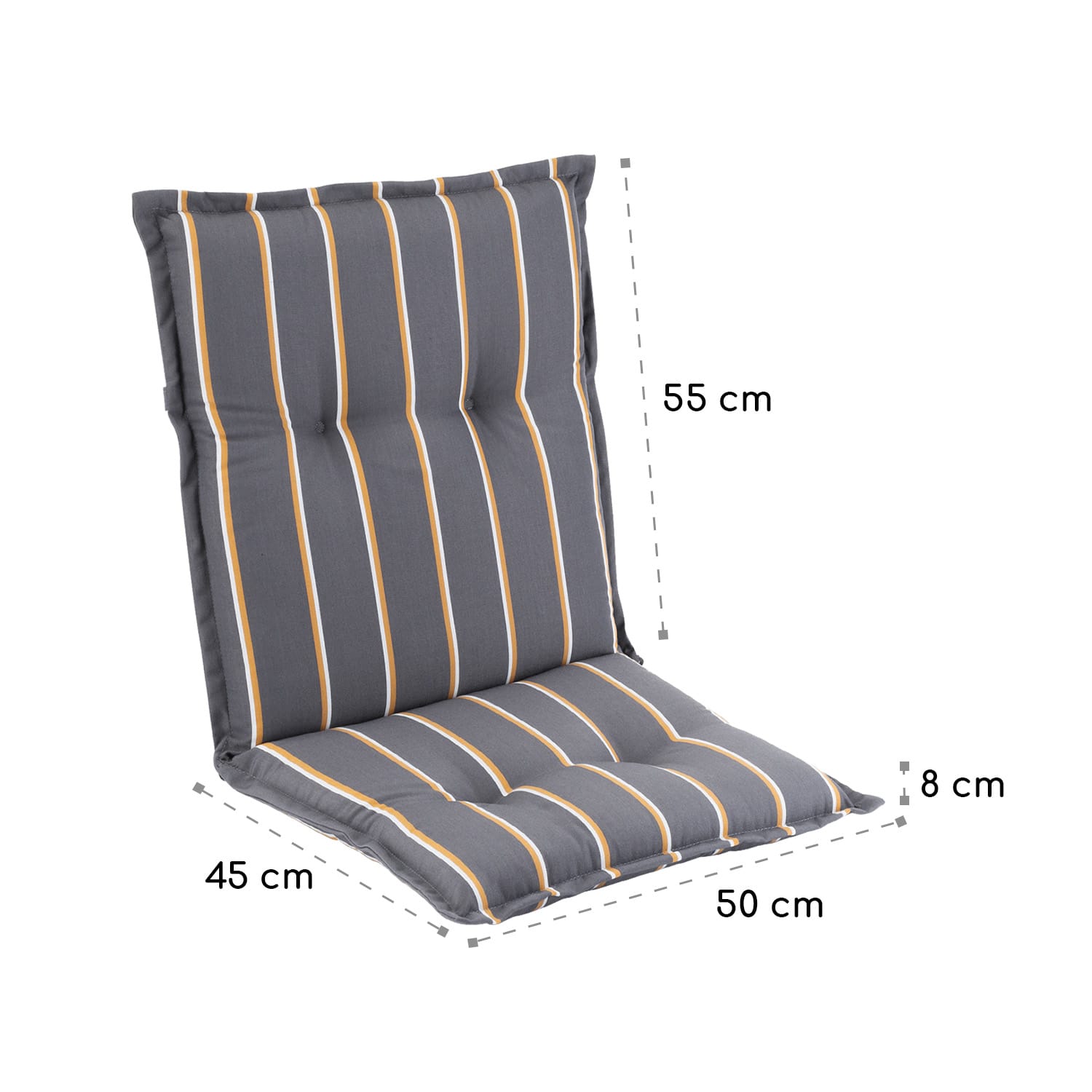 Blumfeldt Prato, čalúnená podložka, podložka na stoličku, podložka na nižšie polohovacie kreslo, na záhradnú stoličku, polyester, 50 × 100 × 8 cm, 2 x podložka – Obrázok 5