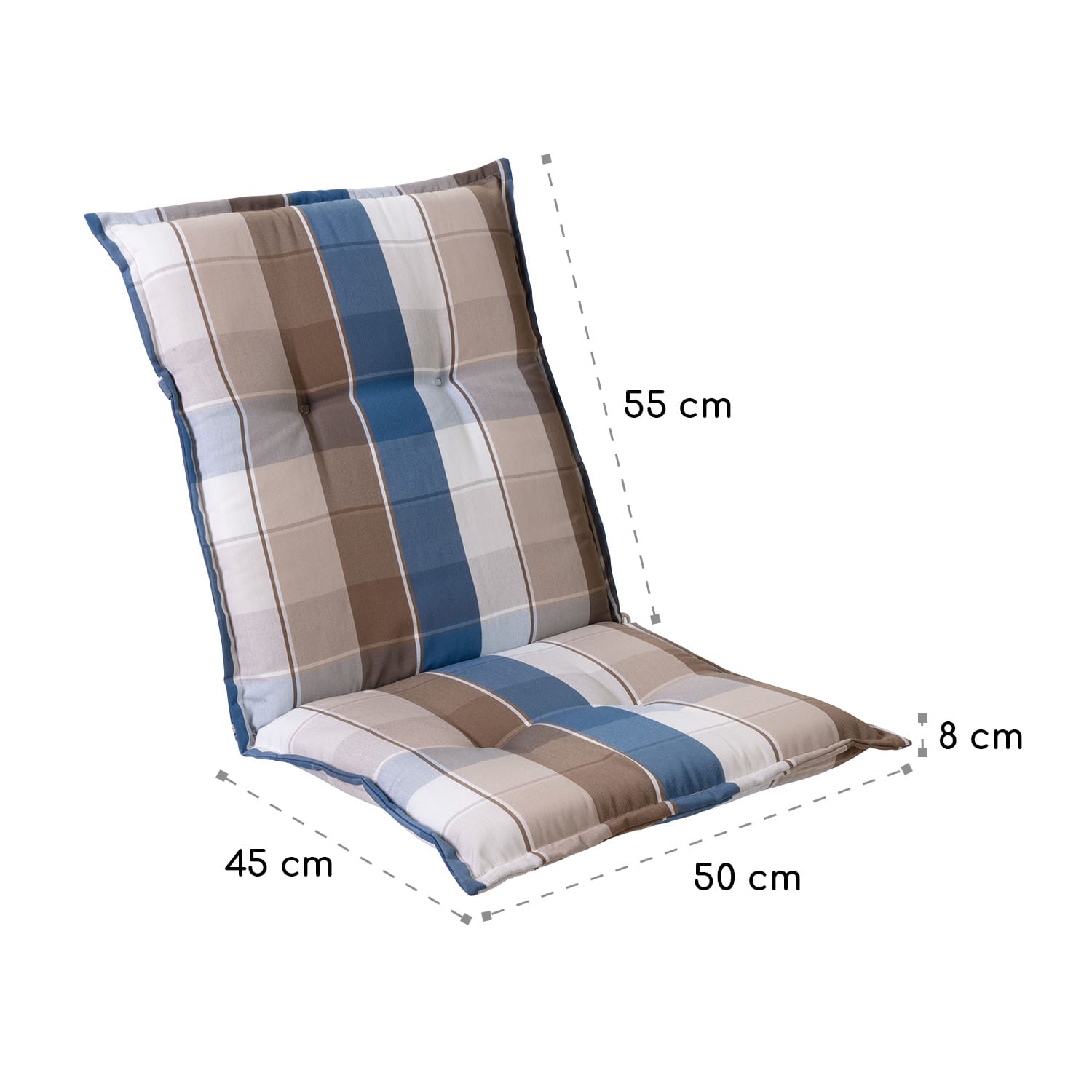 Blumfeldt Prato, čalúnená podložka, podložka na stoličku, podložka na nižšie polohovacie kreslo, na záhradnú stoličku, polyester, 50 × 100 × 8 cm – Obrázok 5