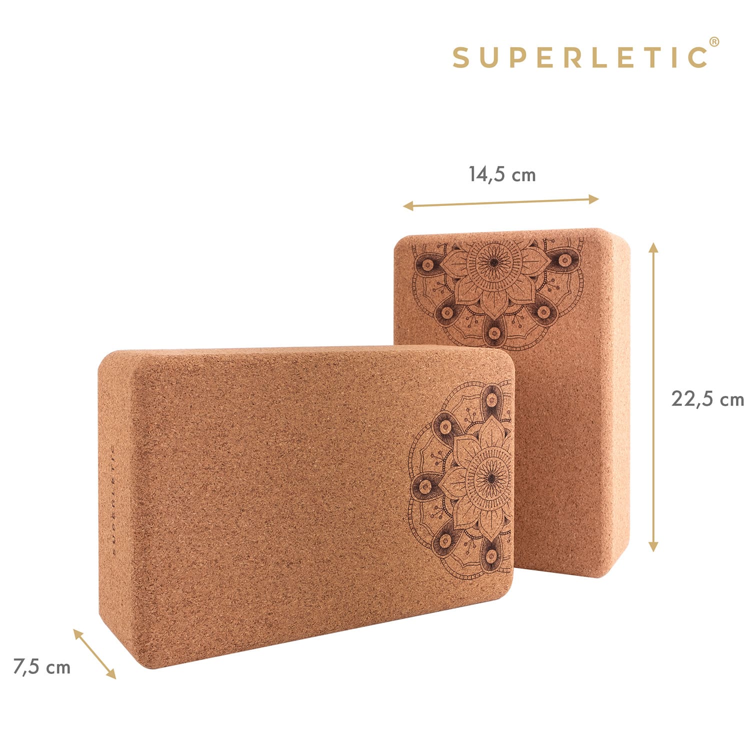 Capital Sports Bindo Elite, blok na jogu, dvojité balenie, 22,5 x 7,5 x 14,5 cm, korok – Obrázok 2