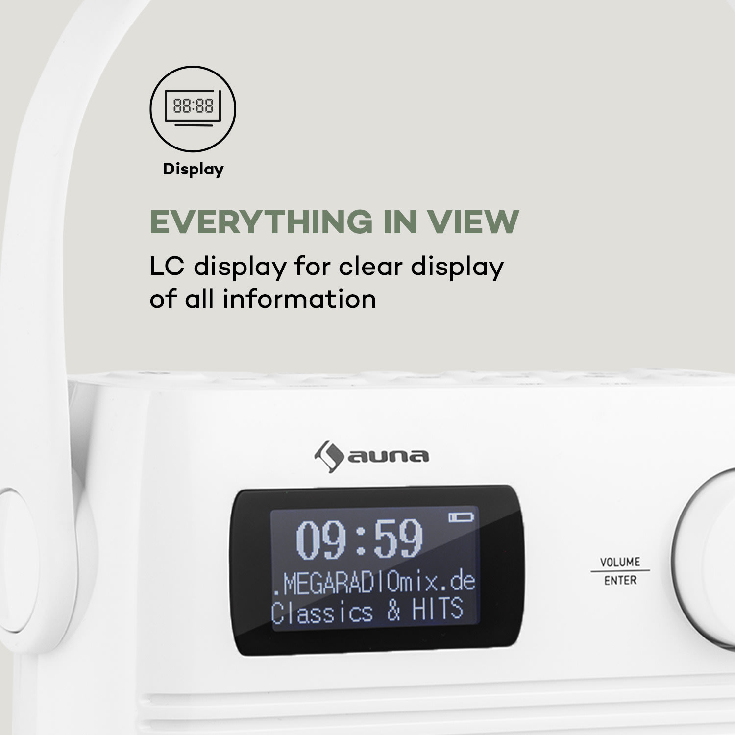 Auna Splash, rádio do sprchy, BT, DAB+/UKW, IPX4, USB-Port, konektor pre slúchadlá, USB-C, batéria – Obrázok 5
