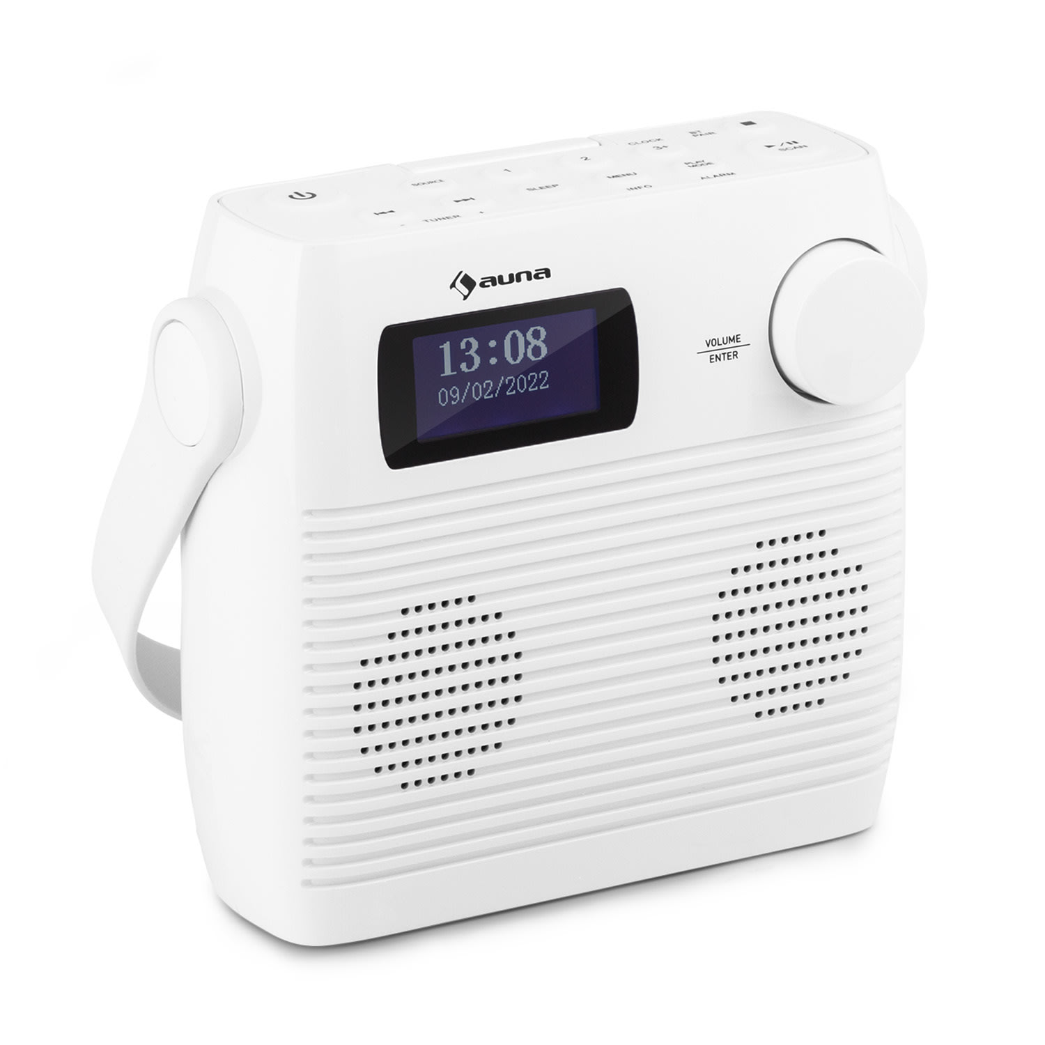 Auna Splash, rádio do sprchy, BT, DAB+/UKW, IPX4, USB-Port, konektor pre slúchadlá, USB-C, batéria