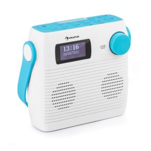Auna Splash, rádio do sprchy, BT, DAB+/UKW, IPX4, USB-Port, konektor pre slúchadlá, USB-C, batéria