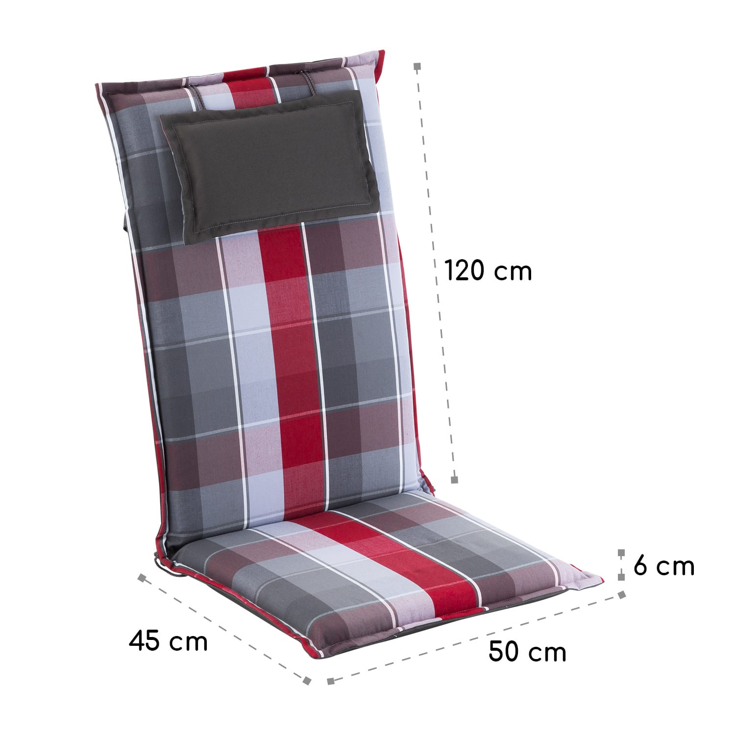 Blumfeldt Donau, poduška, čalúnenie na stoličku, vysoké operadlo, záhradná stolička, polyester, 50x120x6cm, 4 x poduška – Obrázok 5
