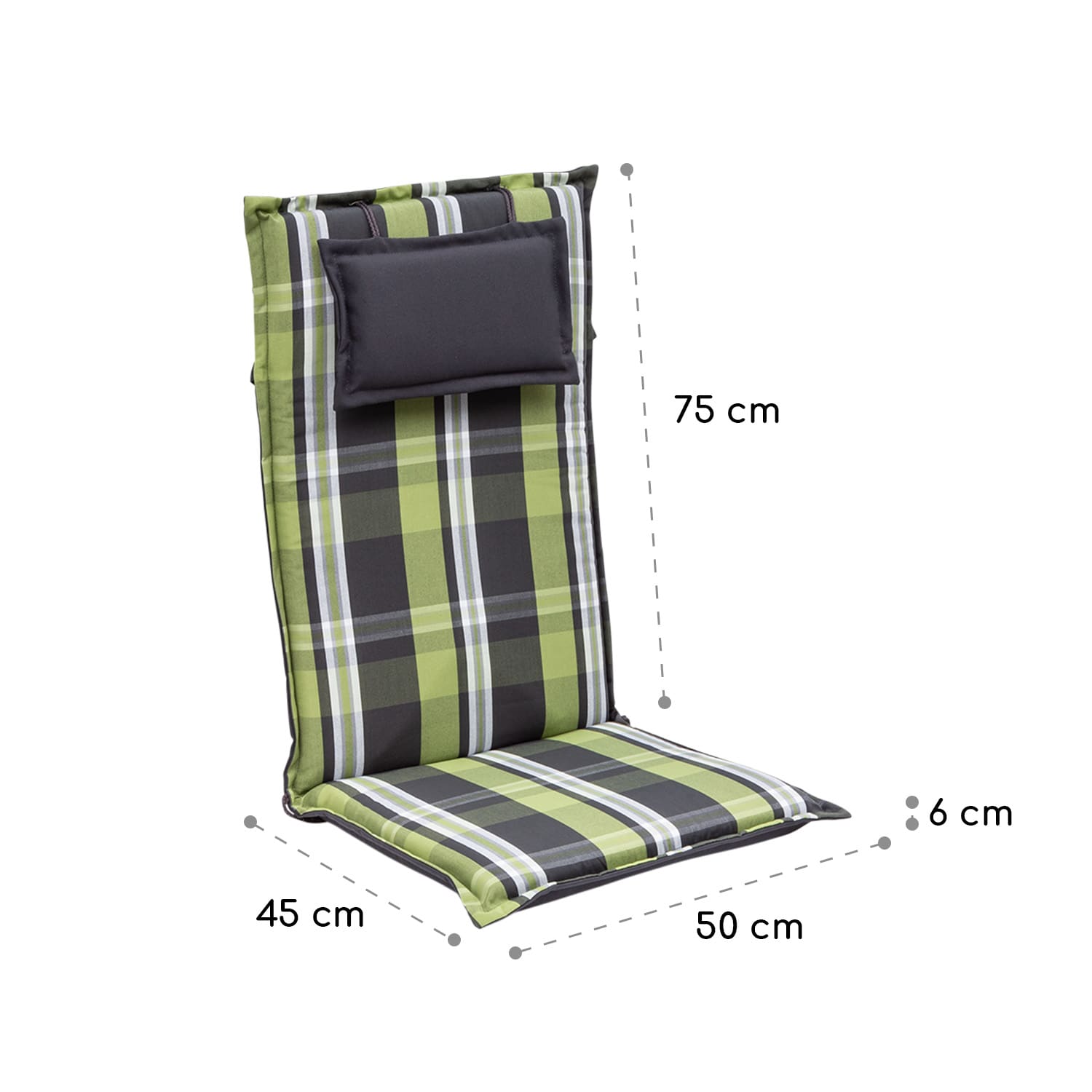 Blumfeldt Donau, poduška, čalúnenie na stoličku, vysoké operadlo, záhradná stolička, polyester, 50 x 120 x 6 cm, 4 x poduška – Obrázok 5