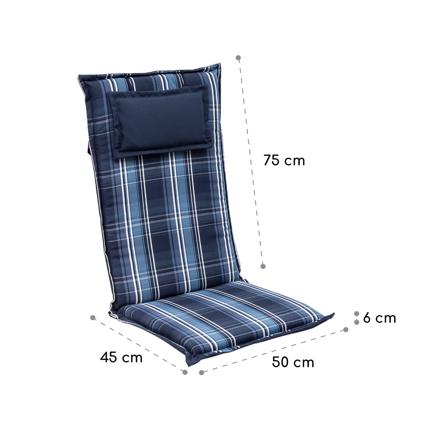 Blumfeldt Donau, poduška, čalúnenie na stoličku, vysoké operadlo, záhradná stolička, polyester, 50 x 120 x 6 cm, 4 x poduška – Obrázok 5