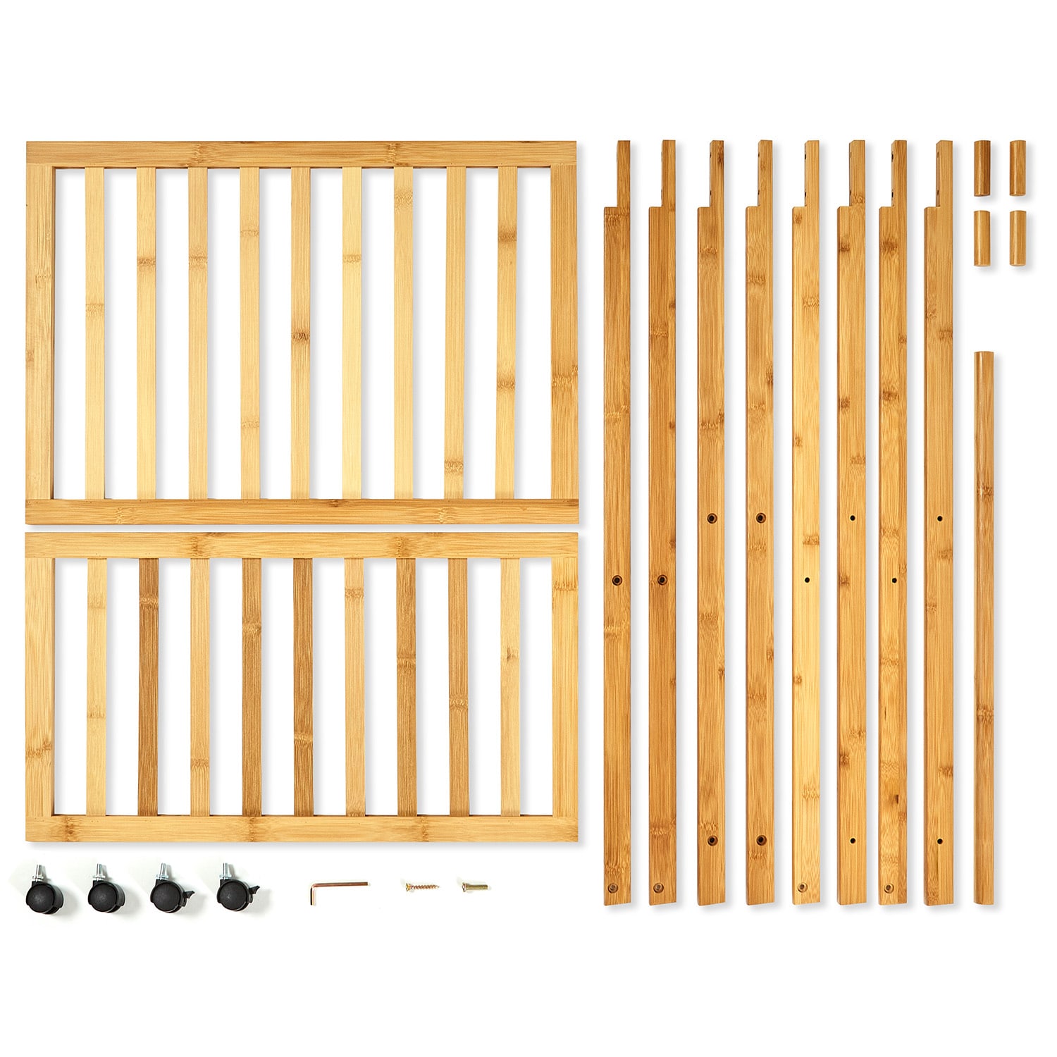 Blumfeldt Vešiak, stojan na oblečenie, 4 kolieska, 2 police, 60 × 162 × 42,5 cm, 100 % bambus – Obrázok 3