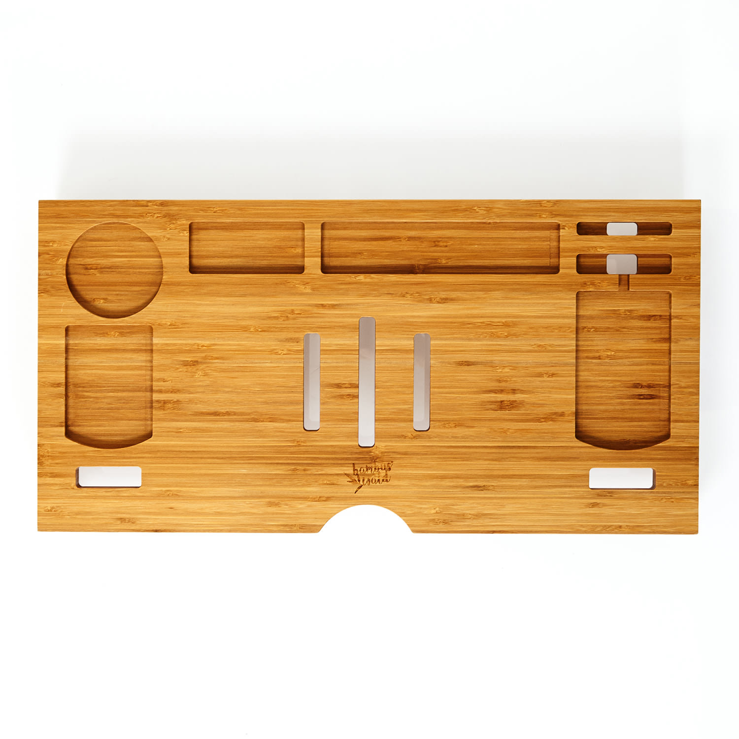 Blumfeldt Stojan monitor, s vetracími štrbinami a odkladacími plochami, 60 × 8,5 × 30 cm, bambus – Obrázok 3