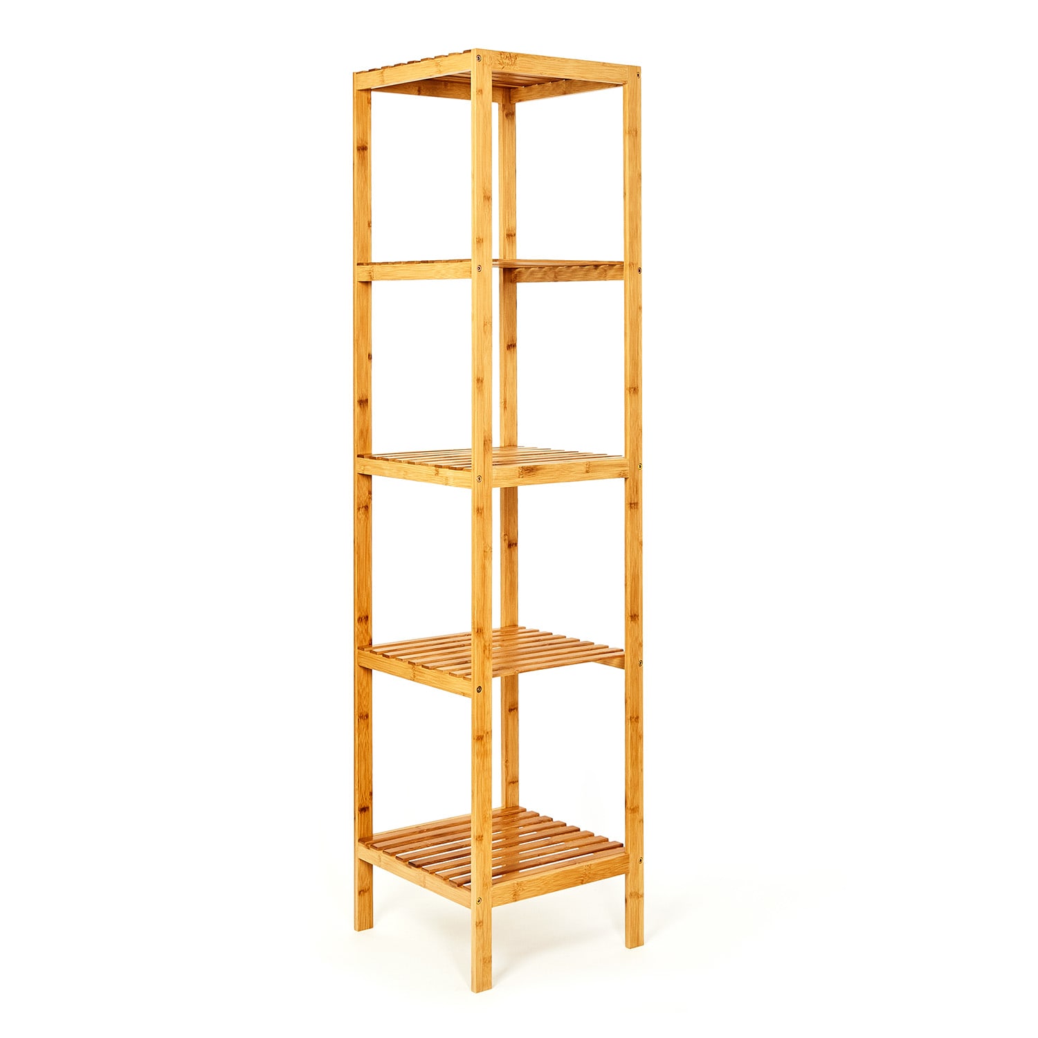 Blumfeldt Regál, viacúčelový regál, 5 úrovní, 34 × 140 × 33 cm (Š × V × H), kombinovateľný, bambus – Obrázok 4