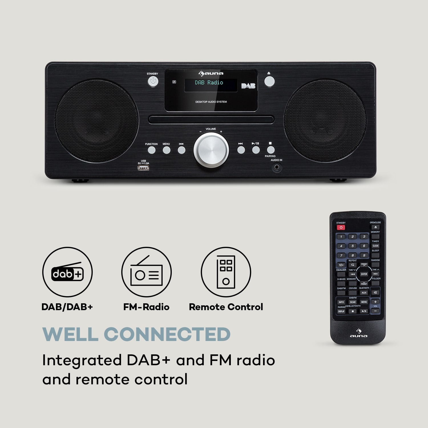 Auna Harvard, kompaktný systém, DAB+/ UKW rádio, CD prehrávač, Bluetooth – Obrázok 3