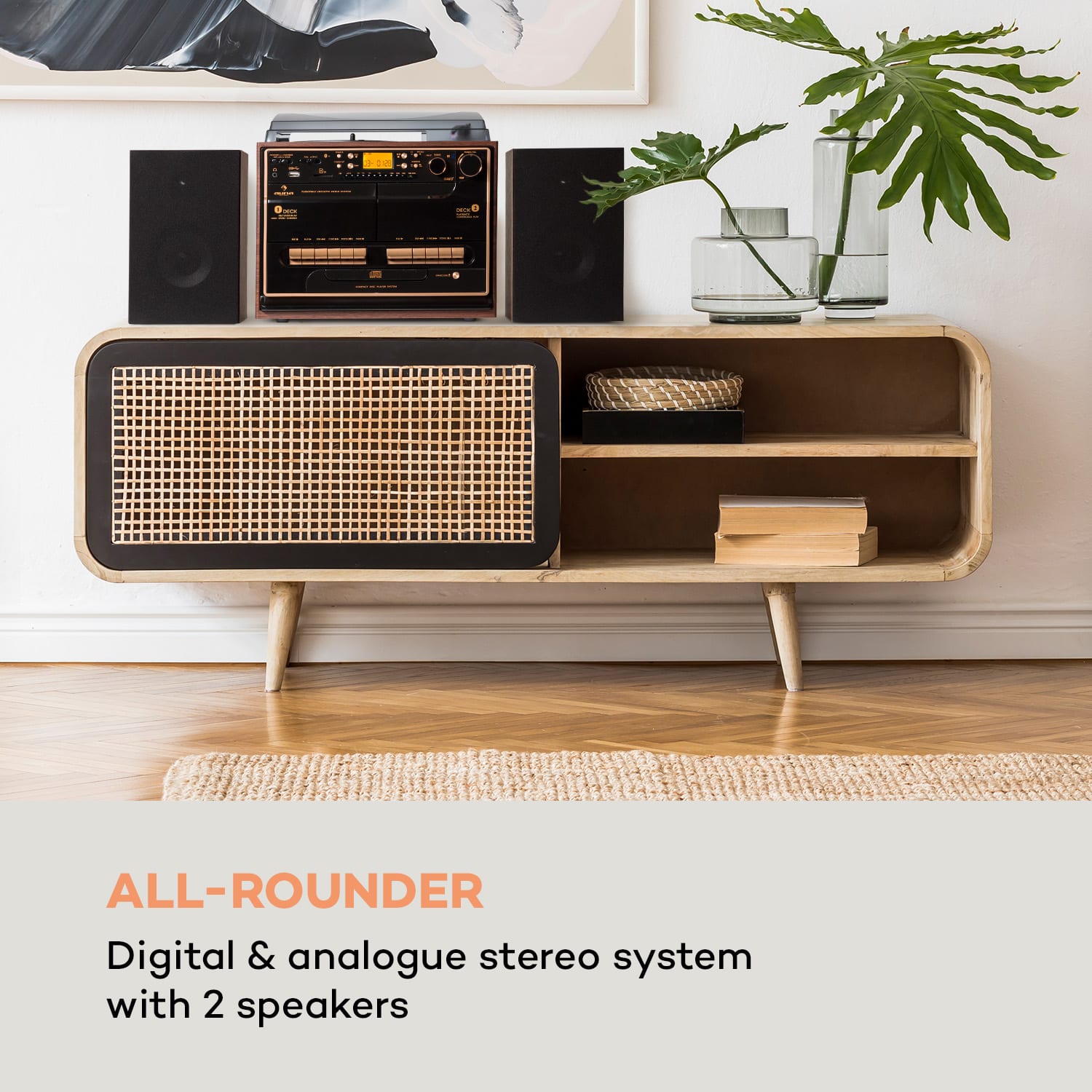 Auna 388-BT Wood, stereo systém, Hifi systém, gramofón – Obrázok 2
