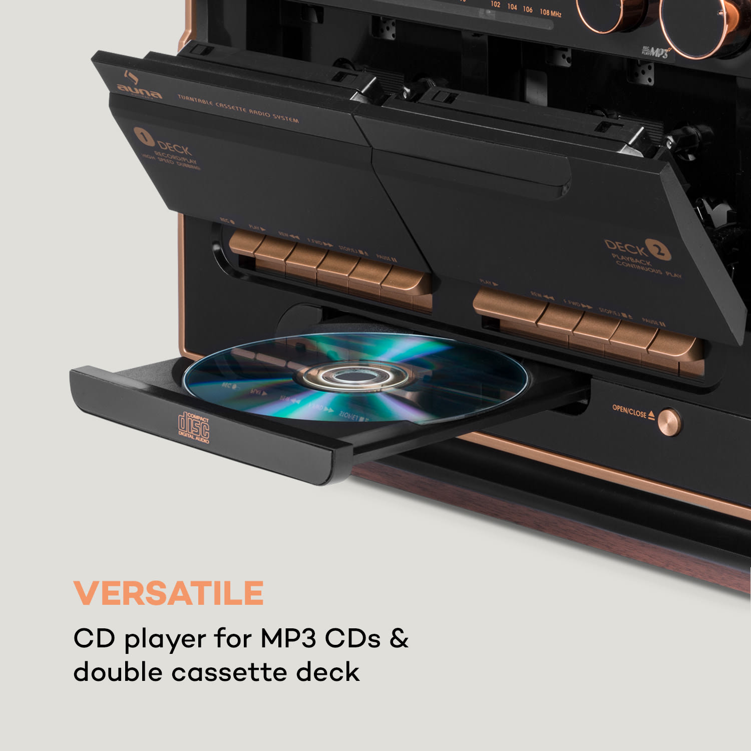 Auna 388-BT Wood, stereo systém, Hifi systém, gramofón – Obrázok 5