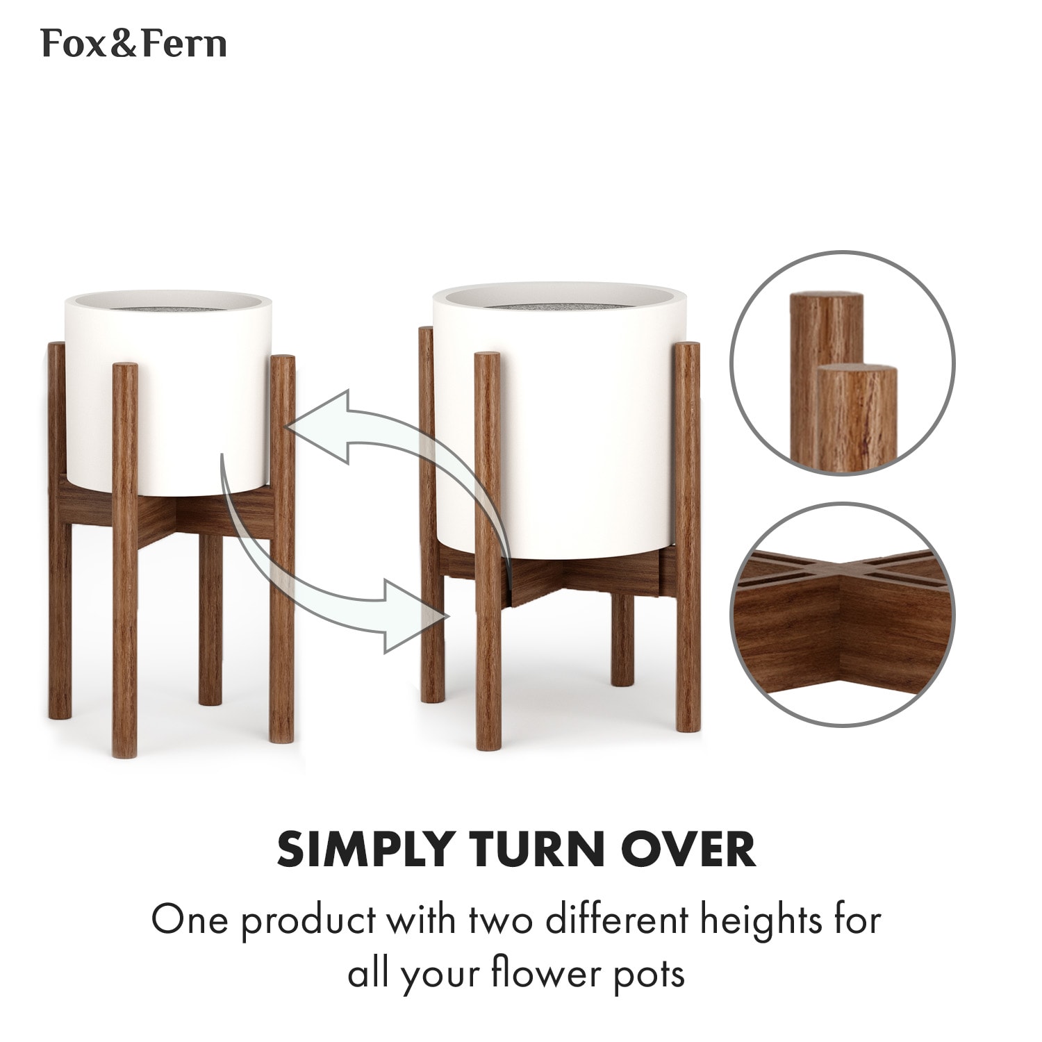Fox & Fern Deventer, stojany na rastliny, pre kvetináče 20,3-30,5 cm Ø, 2 výšky, bambusové povrazy – Obrázok 5